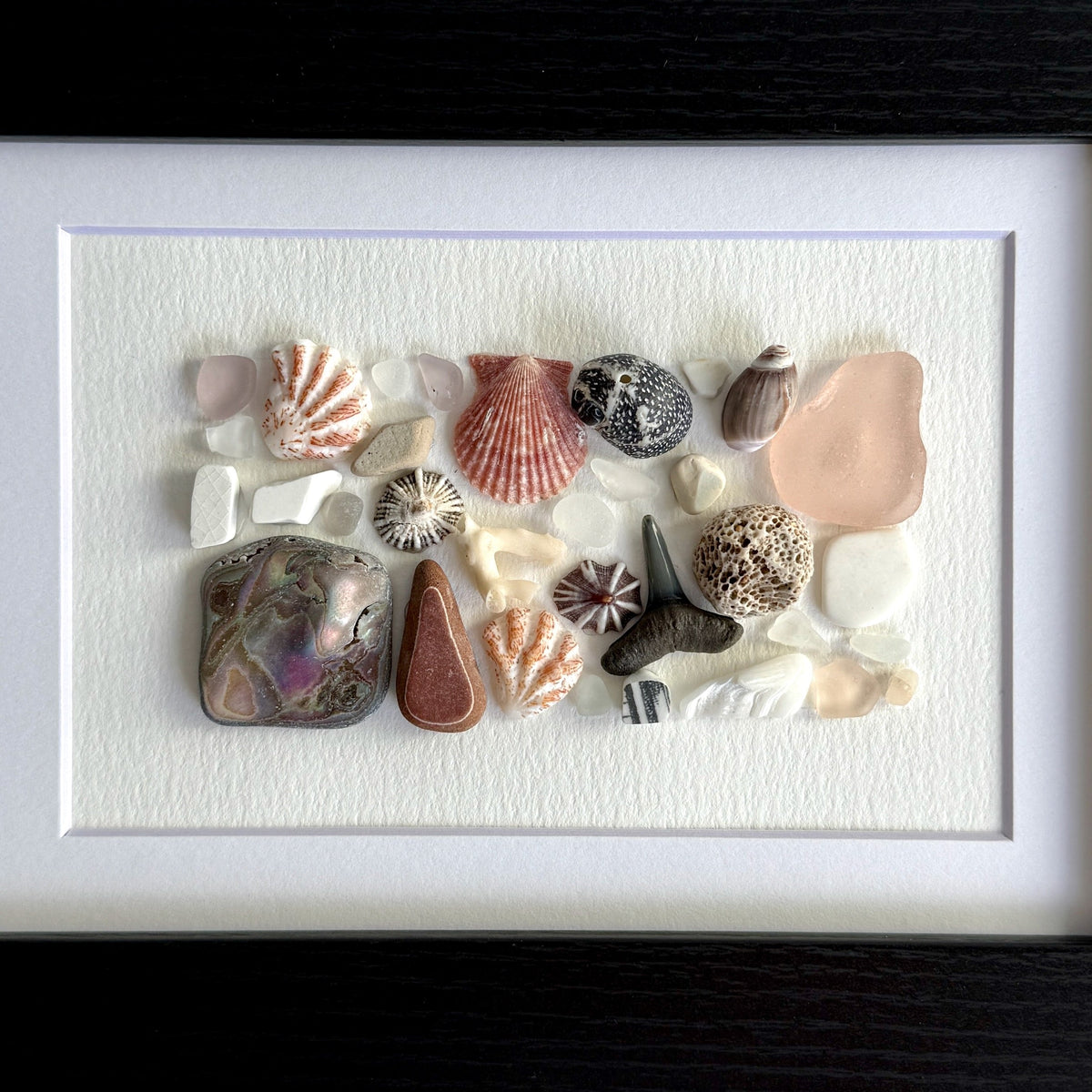 Mauve Pink Abstract Sea Glass Art | Handmade Framed 5x7 Coastal Wall Décor | Nautical Housewarming Gift