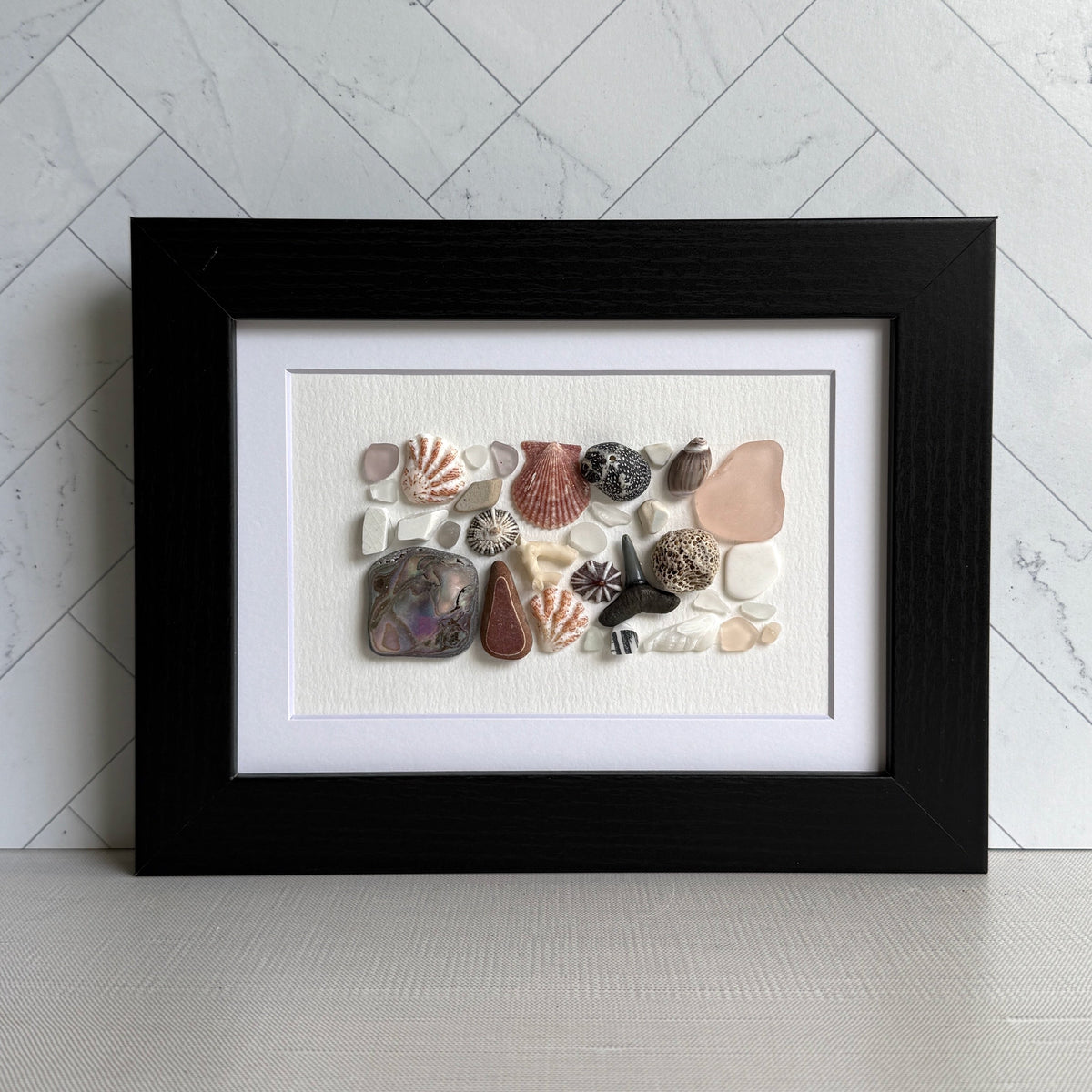 Mauve Pink Abstract Sea Glass Art | Handmade Framed 5x7 Coastal Wall Décor | Nautical Housewarming Gift