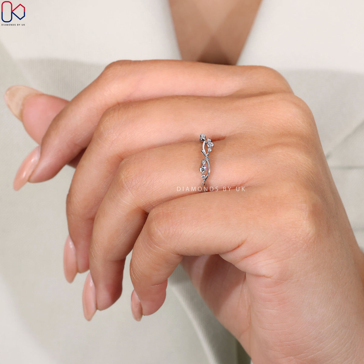 Vintage Twisted White Gold Wedding Band