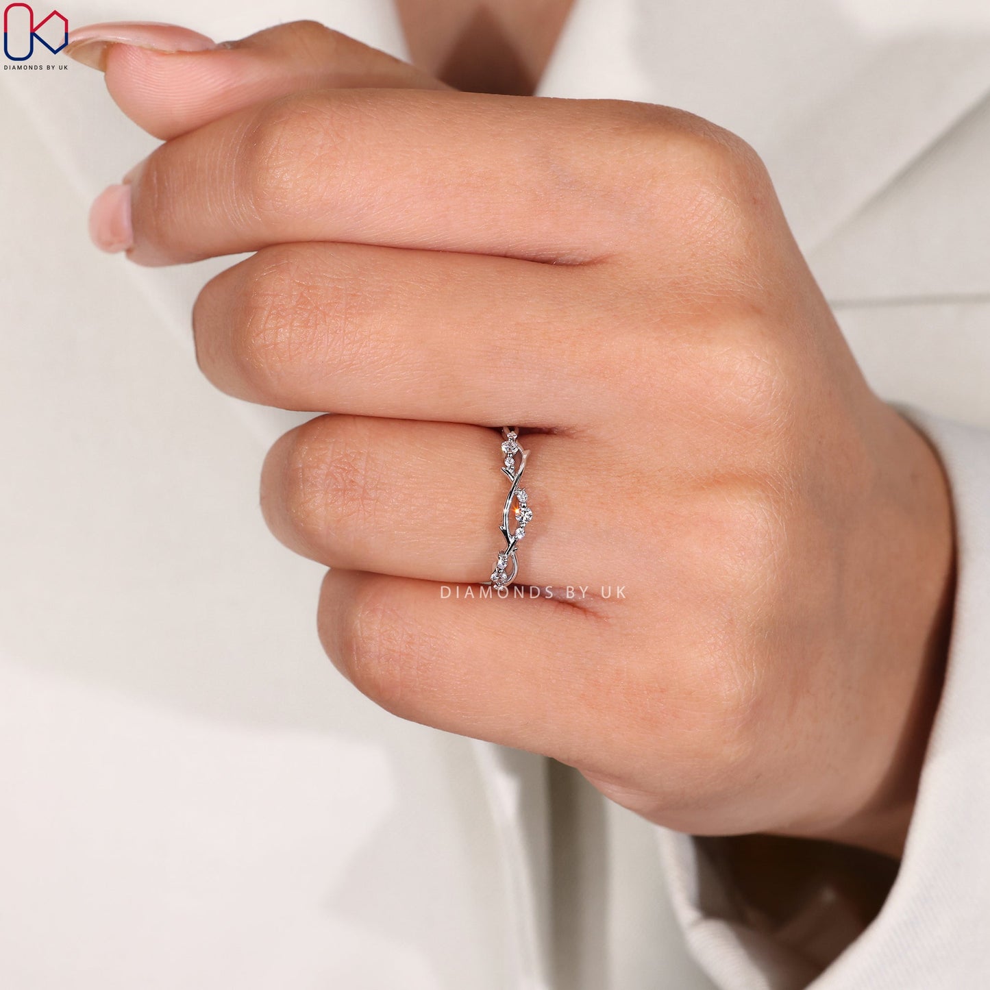 Vintage Twisted White Gold Wedding Band