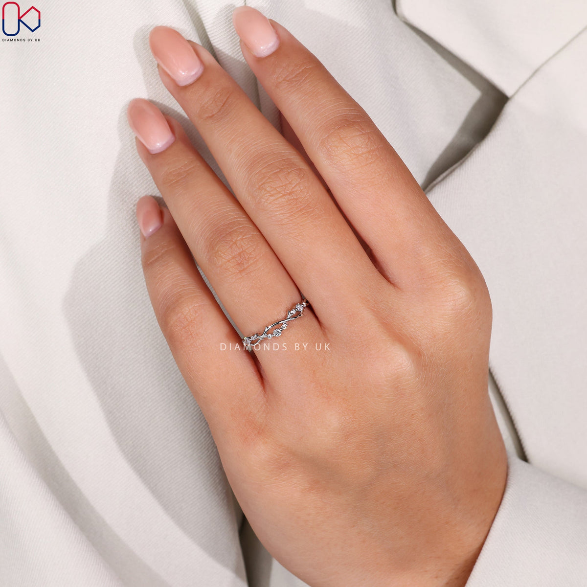 Vintage Twisted White Gold Wedding Band