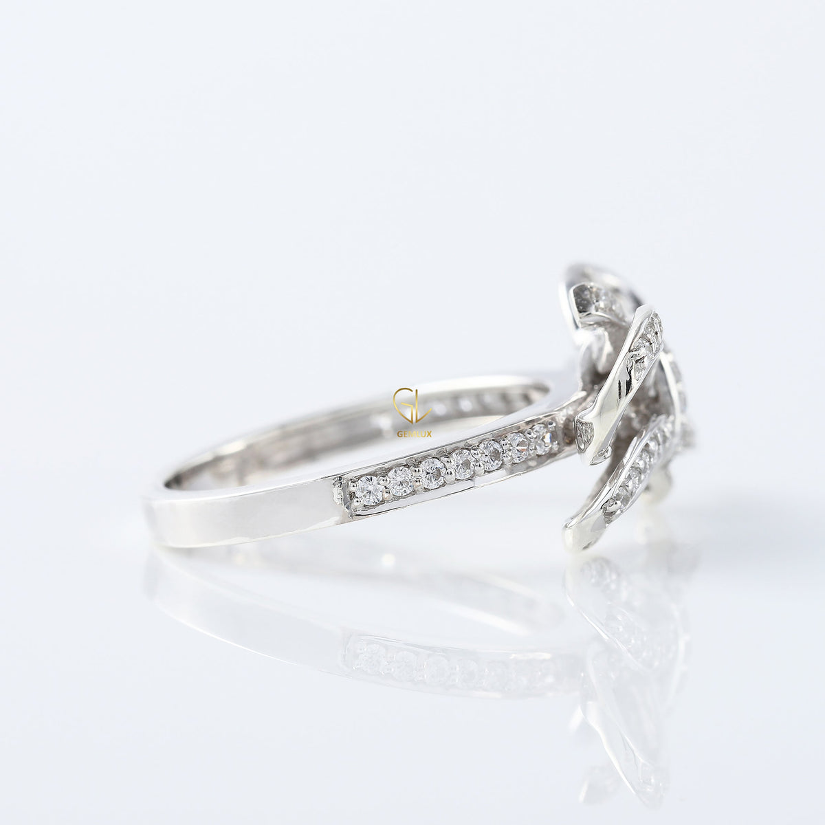 Round Cut Lab Grown Bow Knot Engagement Ring
