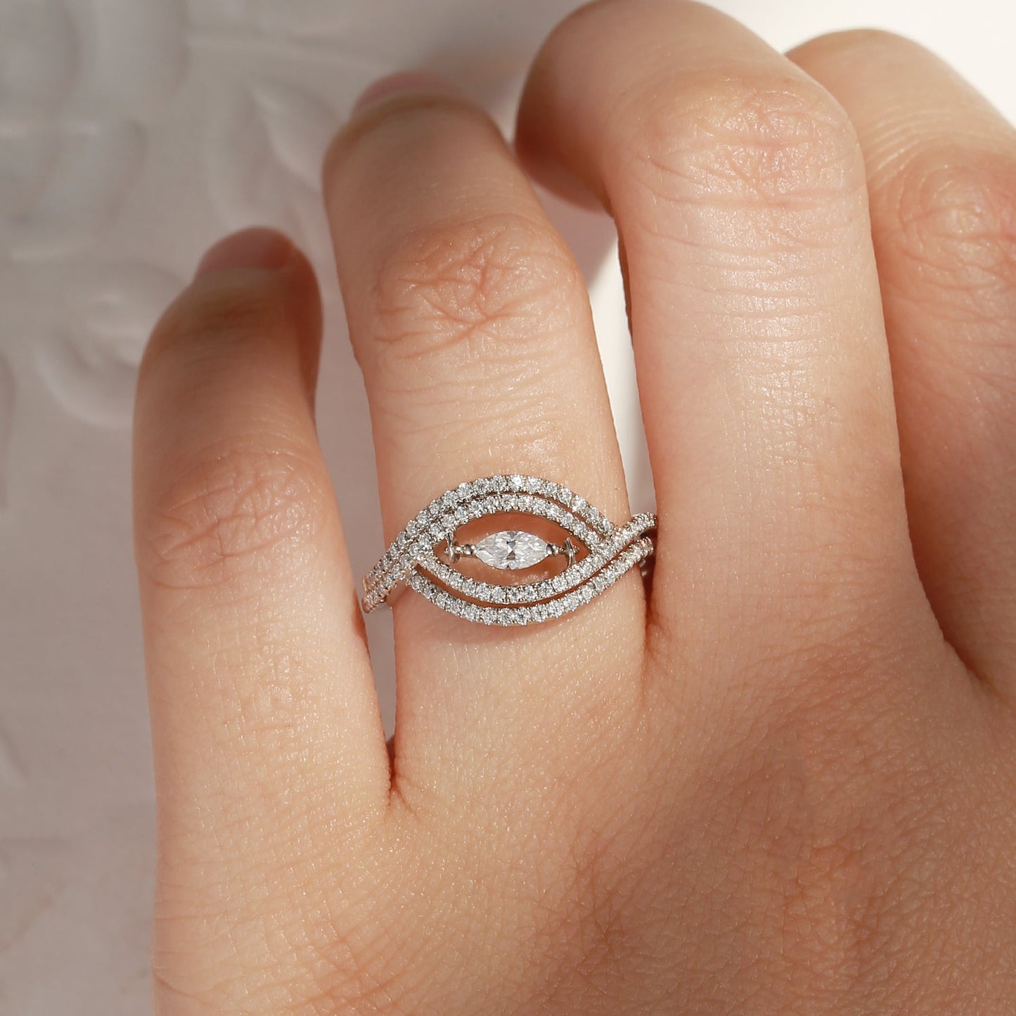 Unique Moissanite Eye Inspired Engagement Ring