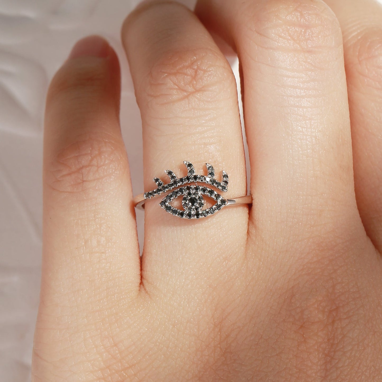 Unique Black Moissanite Eye Inspired Engagement Ring