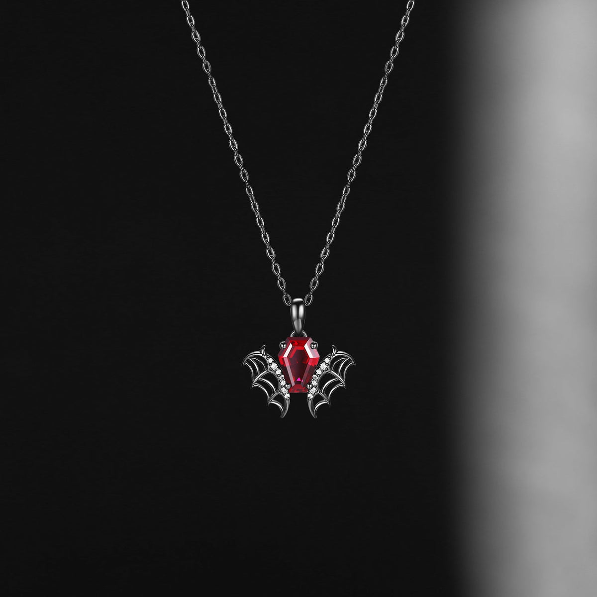 Unique Garnet Coffin Cut Gothic Style Necklace - Fly To Love