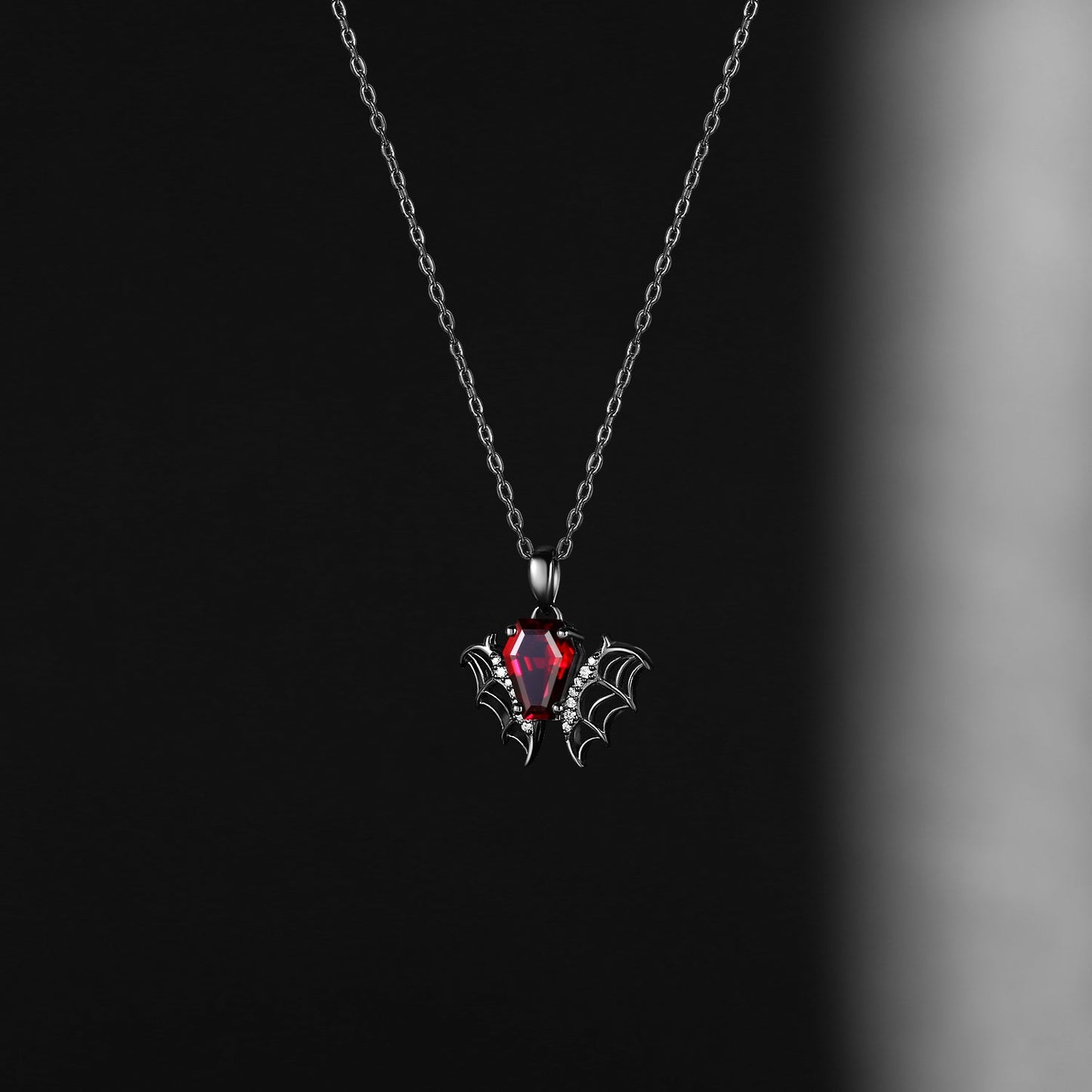 Unique Garnet Coffin Cut Gothic Style Necklace - Fly To Love