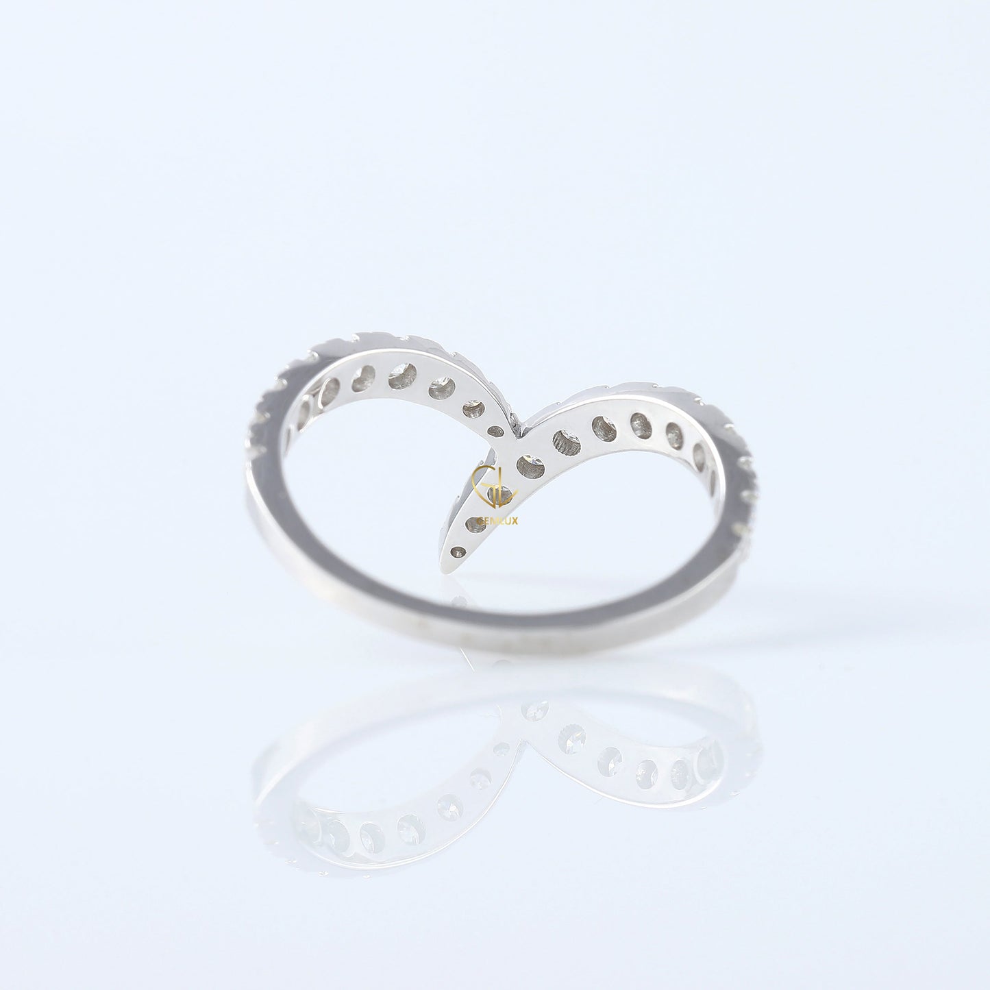 Art Deco V Shape Round Cut Lab Grown Diamond Matching Ring