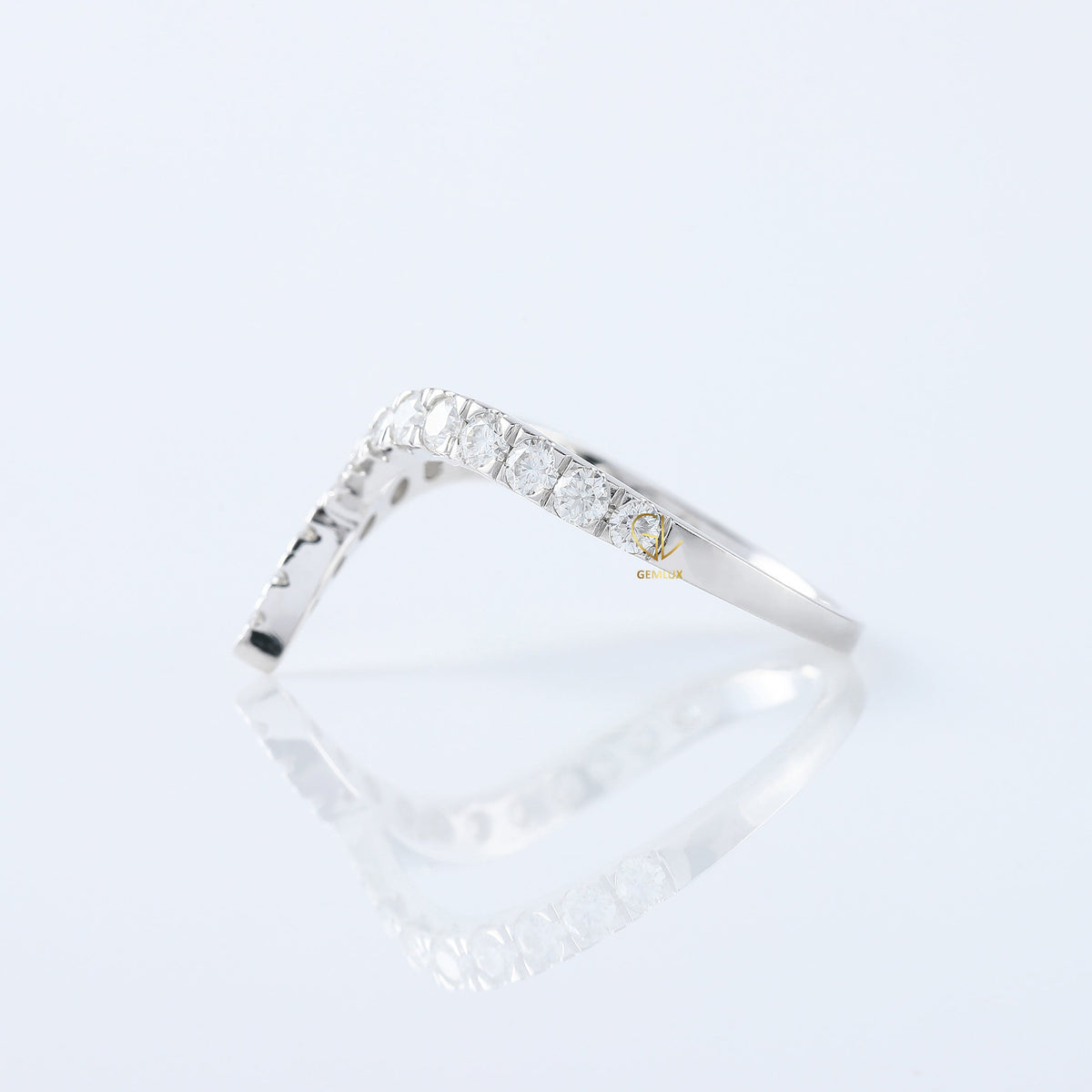 Art Deco V Shape Round Cut Lab Grown Diamond Matching Ring