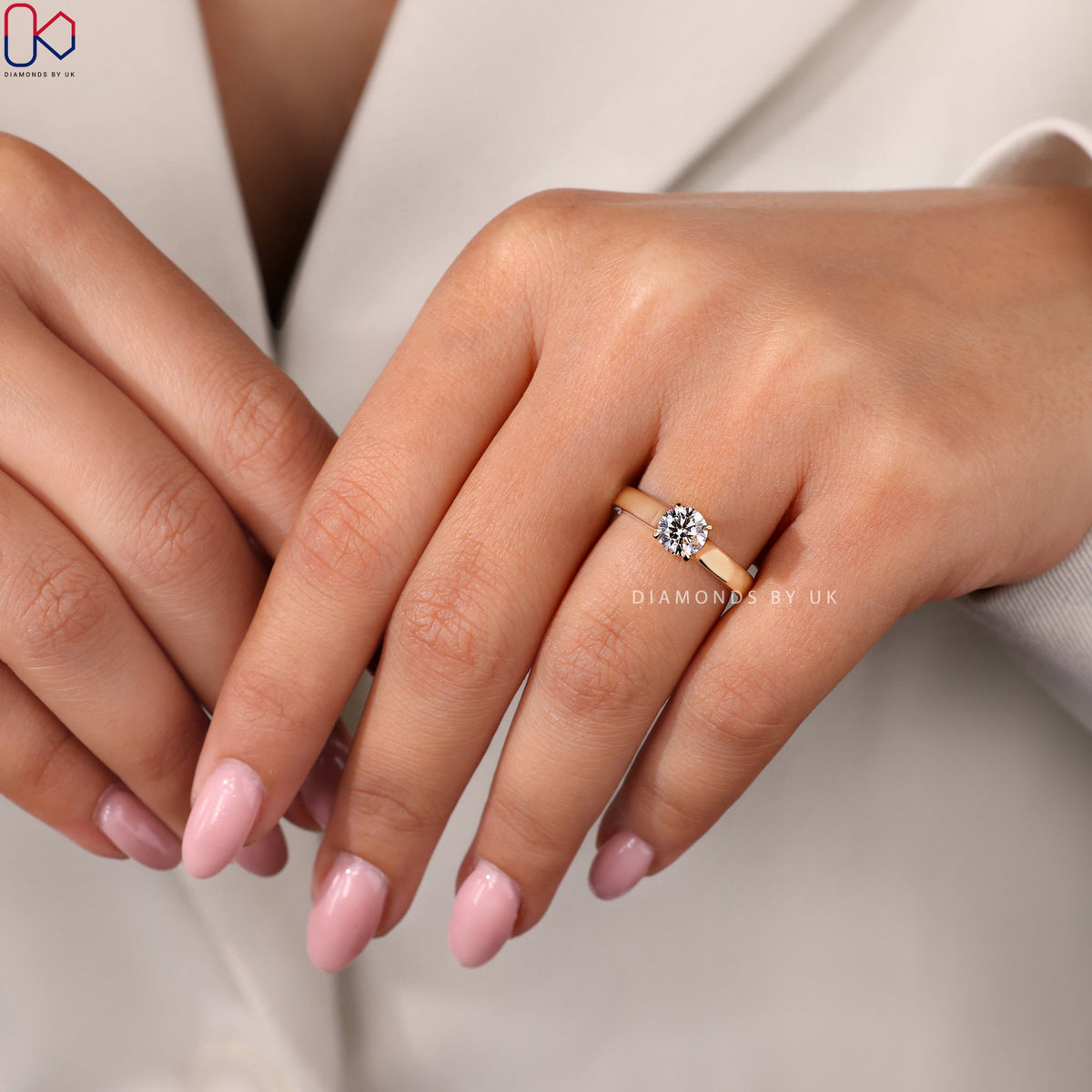 Solitaire Round Diamond  Engagement Ring