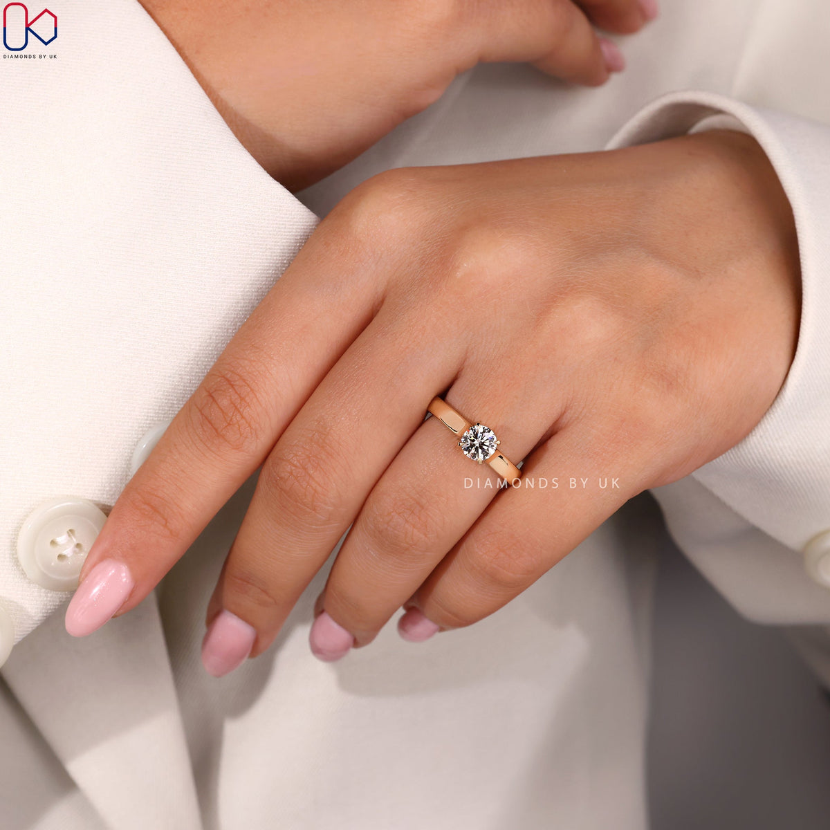 Solitaire Round Diamond  Engagement Ring