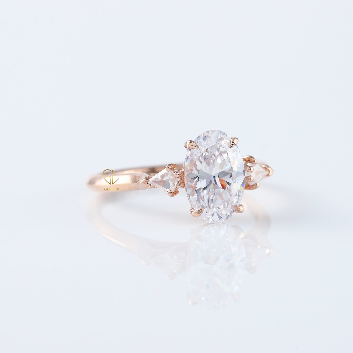 Oval Cut Moissanite Three Stone Engagement Ring