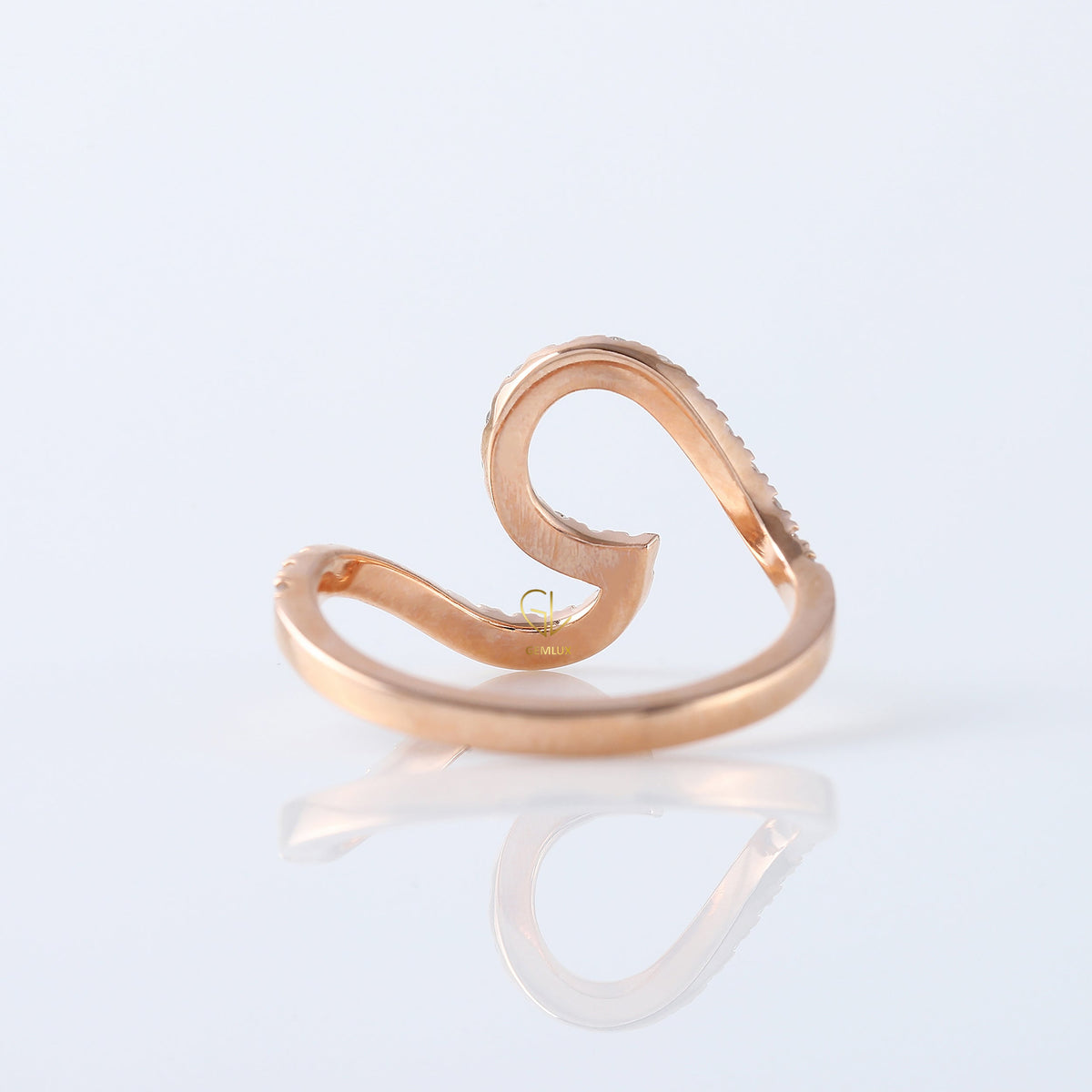Round Cut Lab Grown Diamond Surfers Ocean Wave Ring