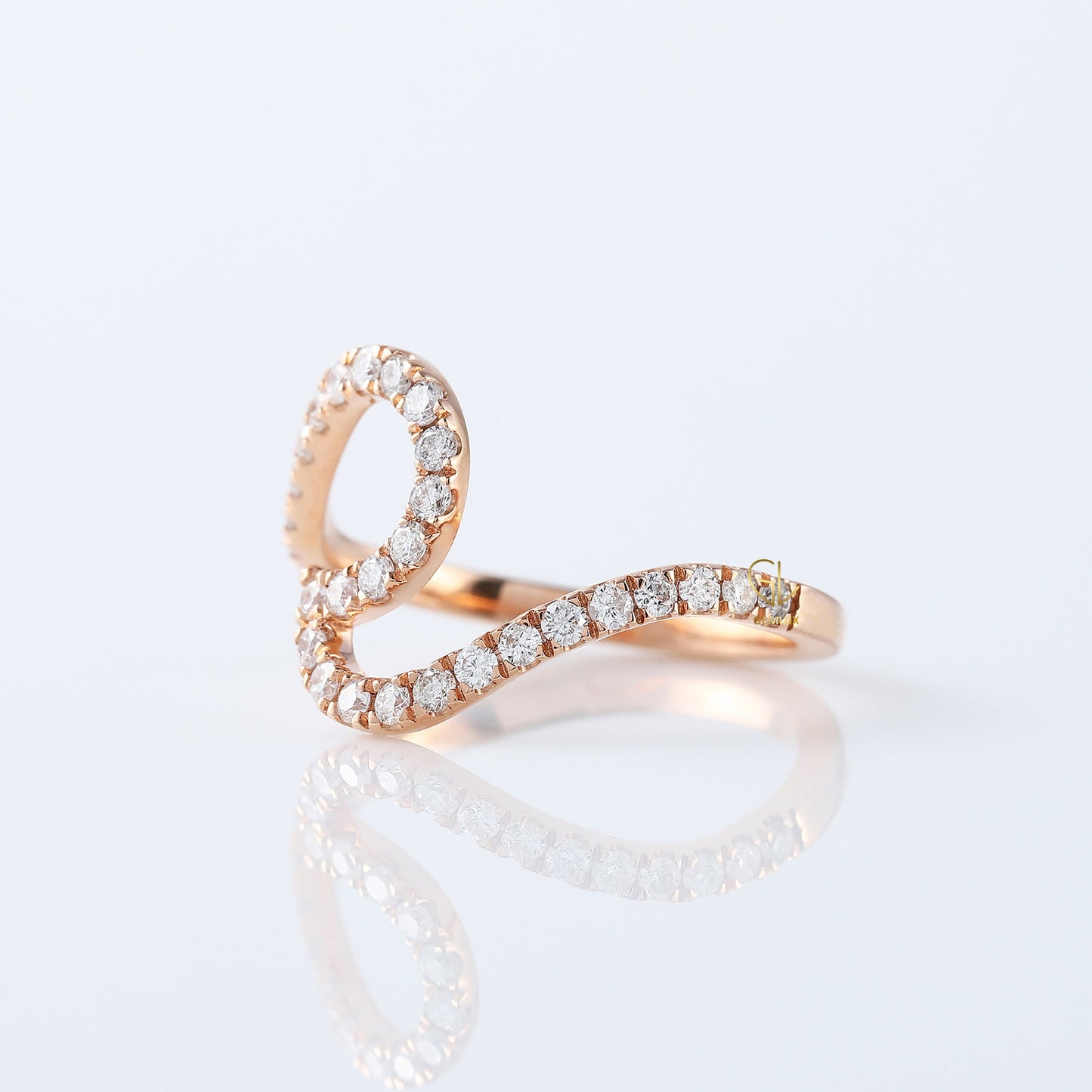 Round Cut Lab Grown Diamond Surfers Ocean Wave Ring