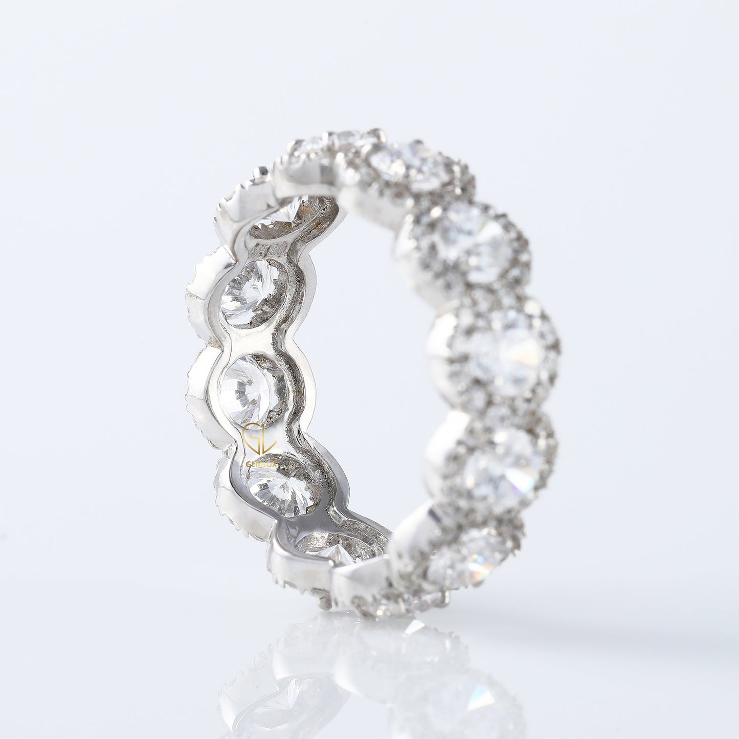 Round Cut Moissanite Eternity Wedding Band