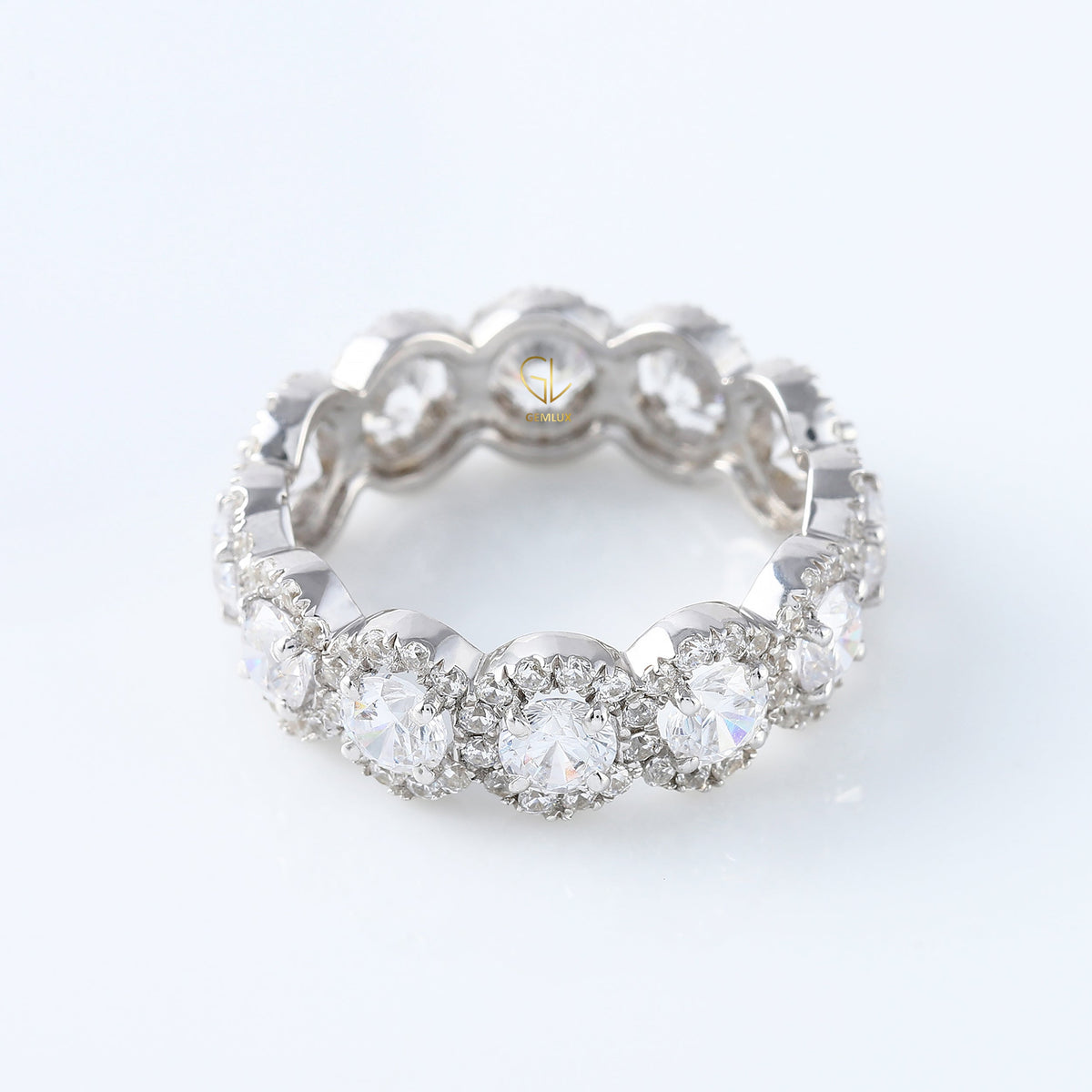 Round Cut Moissanite Eternity Wedding Band