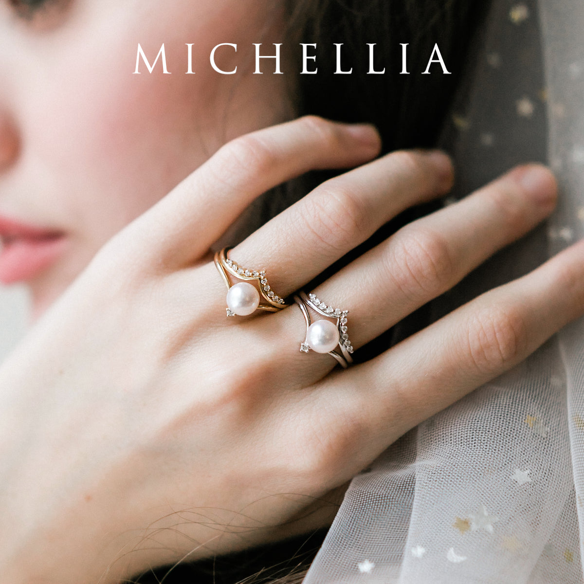 [Aisha] Moonrise Ring in Akoya Pearl