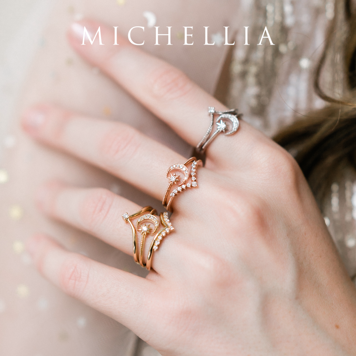 [Divina] Diamond Moon and Star Ring