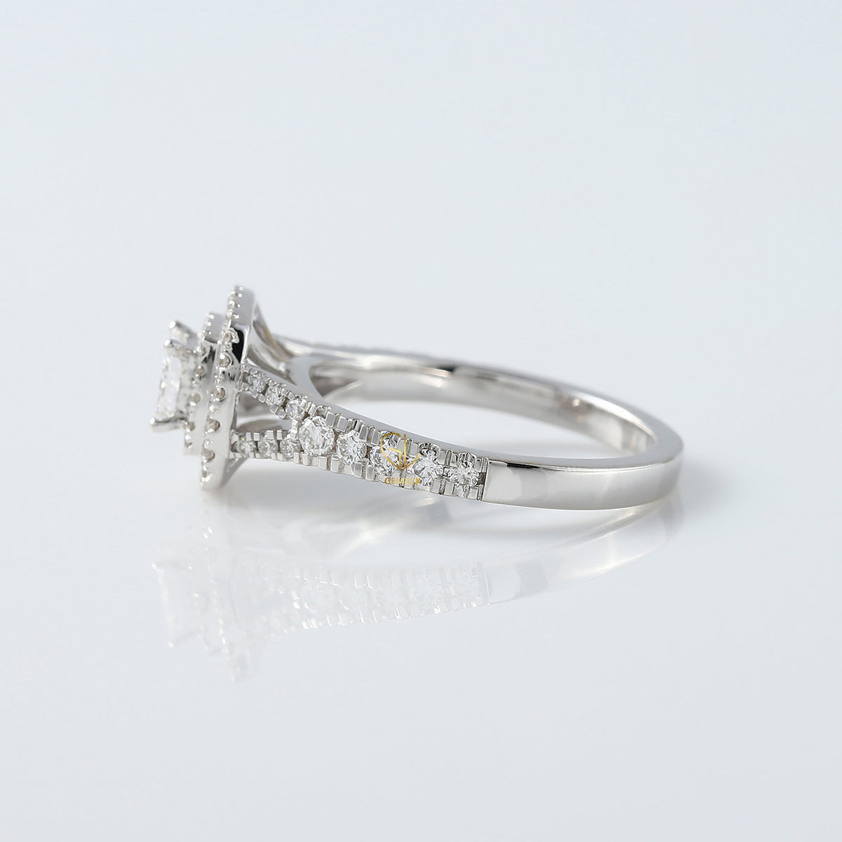 Princess Cut Moissanite Double Halo Ring