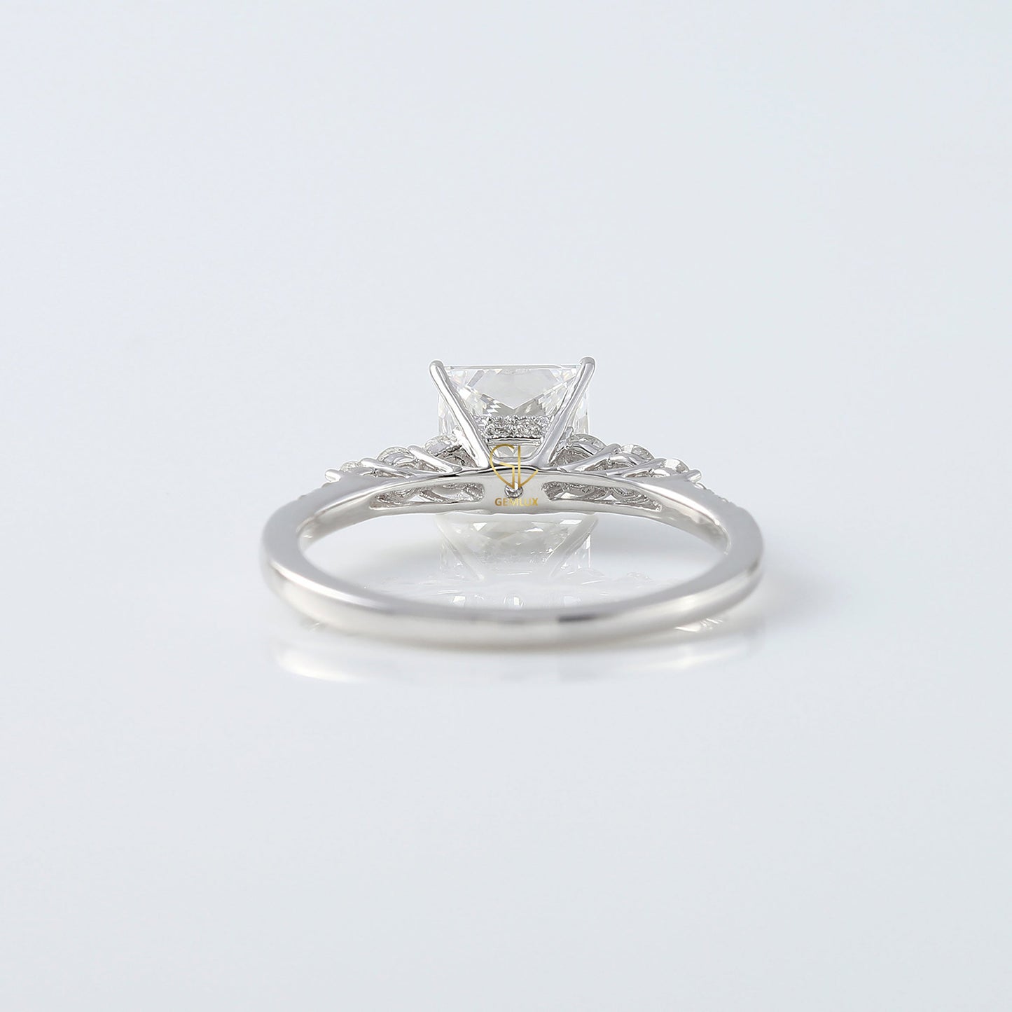 Princess Cut Solitaire Diamond Ring With Side Stones