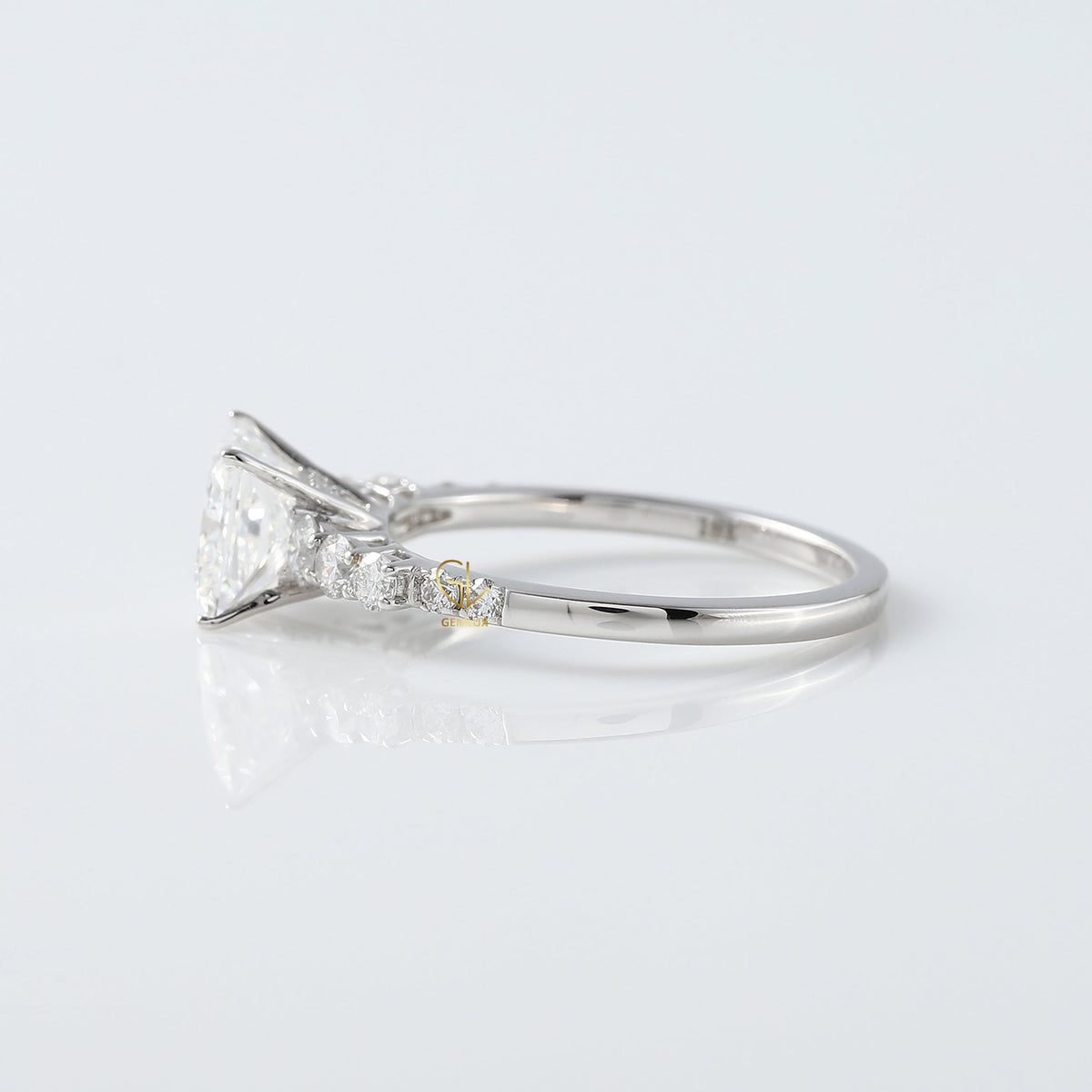Princess Cut Solitaire Diamond Ring With Side Stones