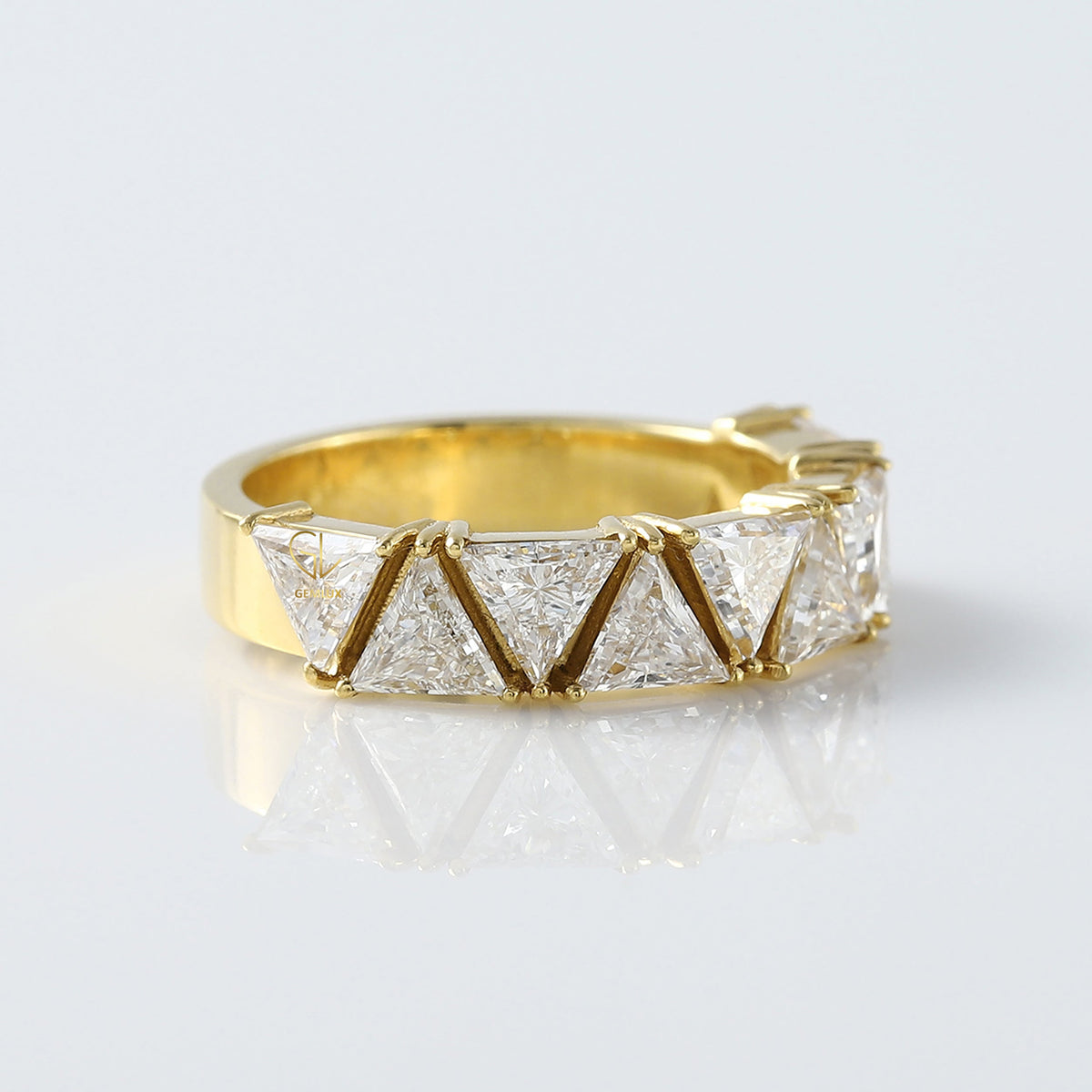 Trillion Cut Moissanite Half Eternity Wedding Band