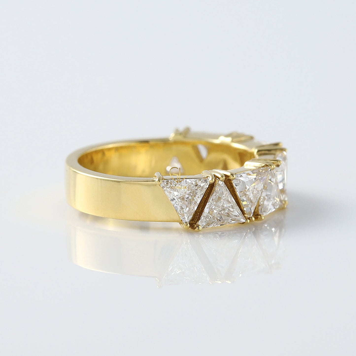Trillion Cut Moissanite Half Eternity Wedding Band