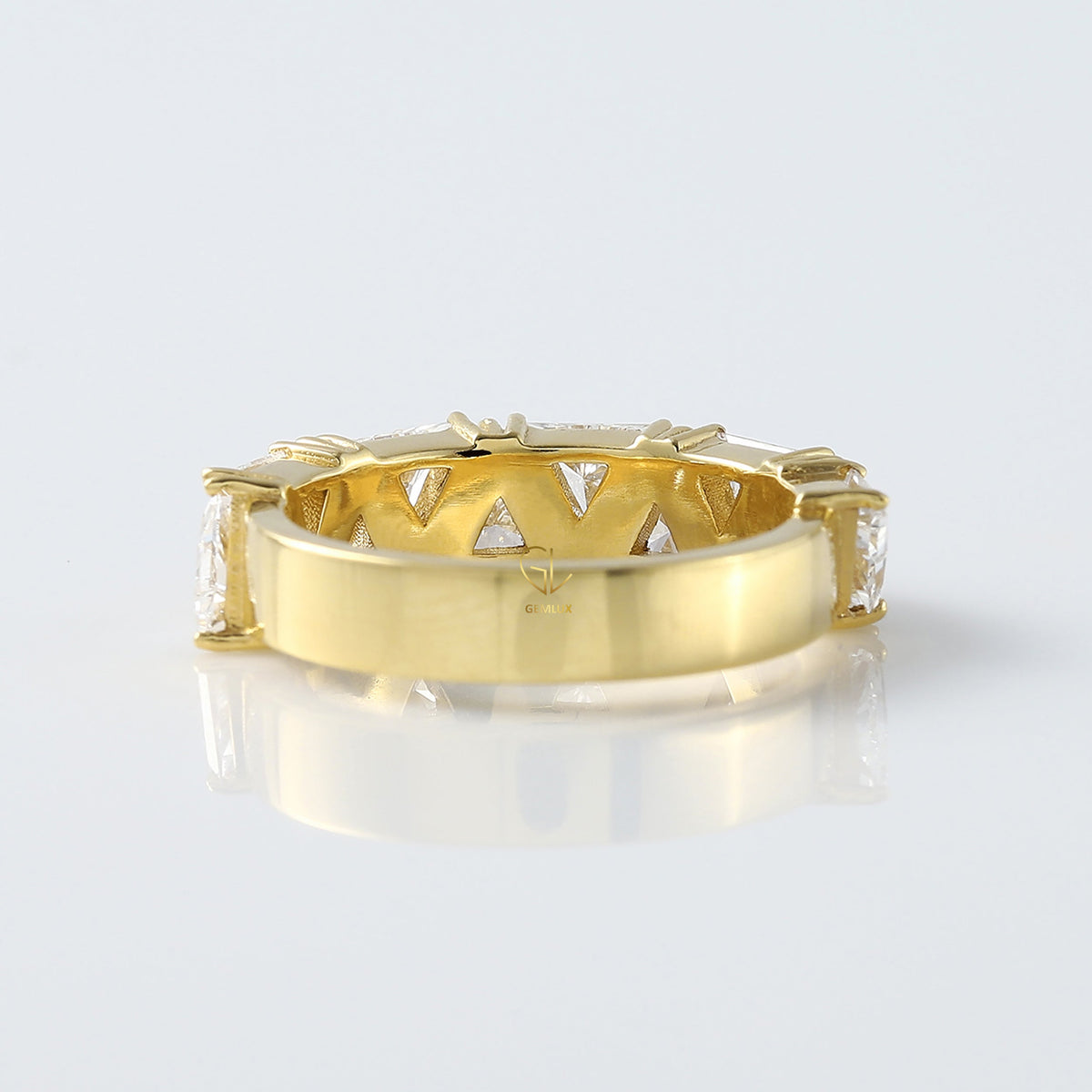 Trillion Cut Moissanite Half Eternity Wedding Band