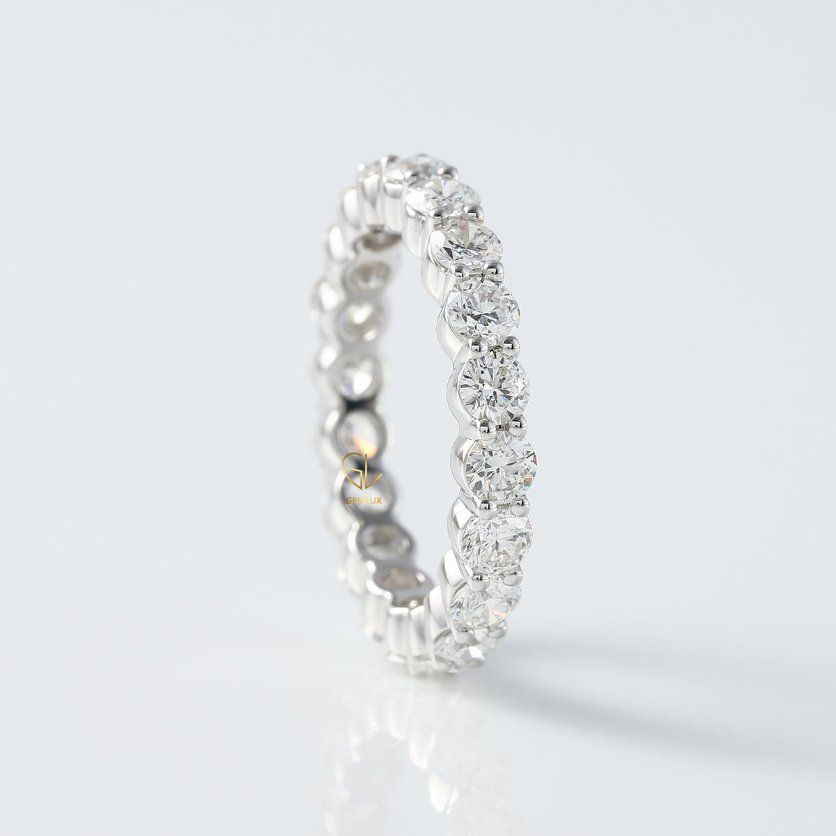 Round Cut Lab Grown Diamond Eternity Wedding Band