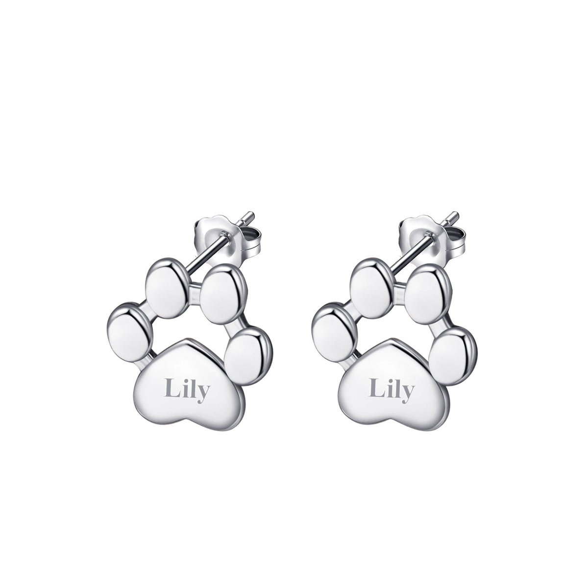 S925 Sterling Silver Dog Paw Earrings | Personalized Pet Memorial Jewelry