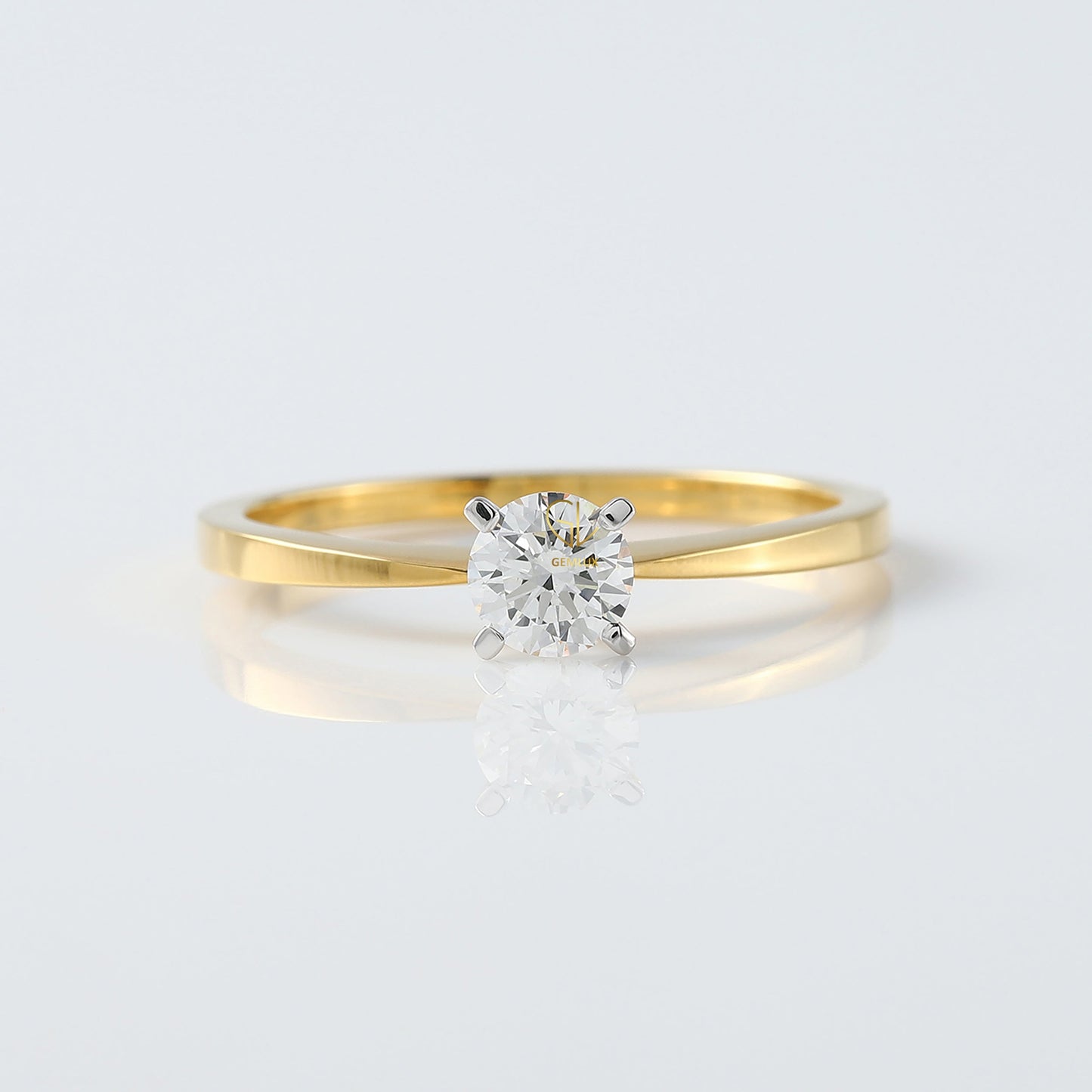 Round Moissanite Solitaire Engagement Ring Yellow Gold