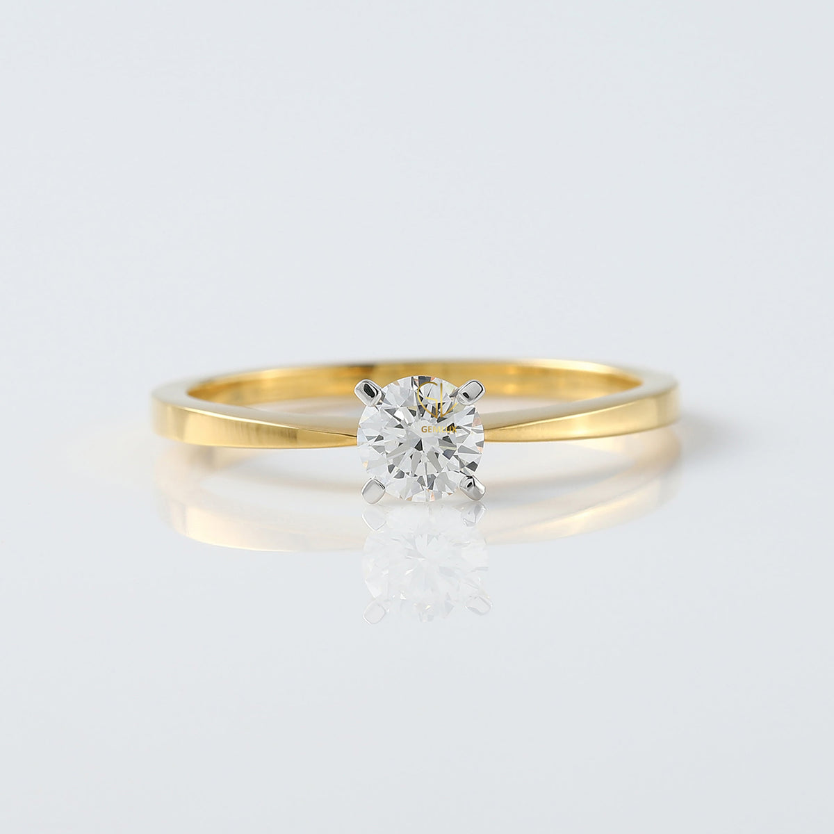 GIA Certified Round Diamond Solitaire Yellow Gold Ring