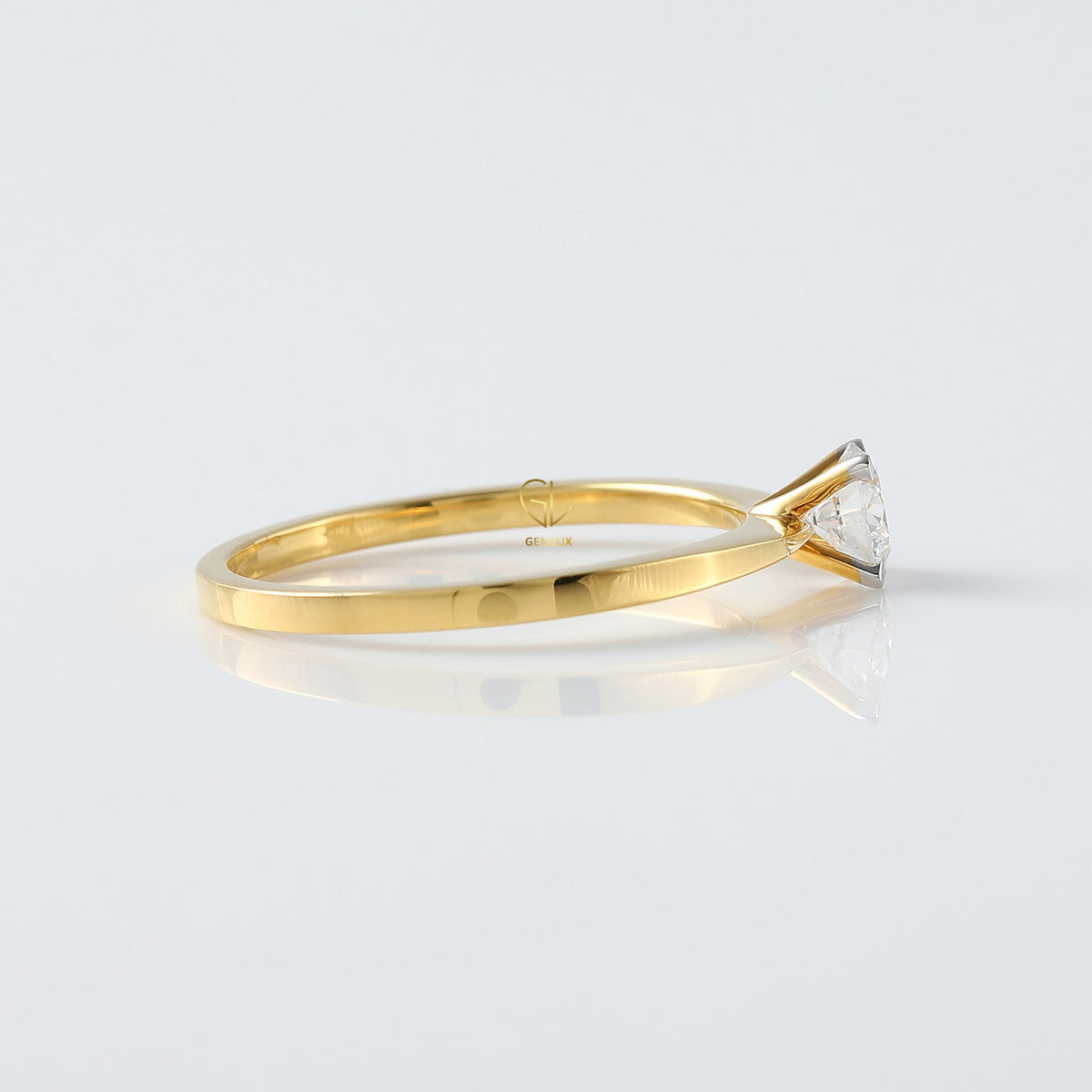 Round Moissanite Solitaire Engagement Ring Yellow Gold