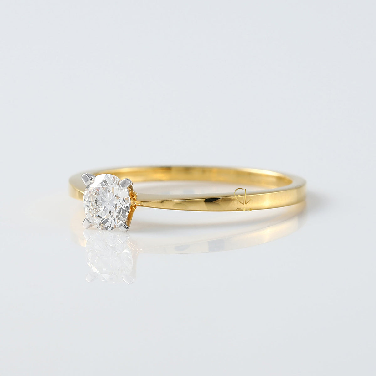 GIA Certified Round Diamond Solitaire Yellow Gold Ring