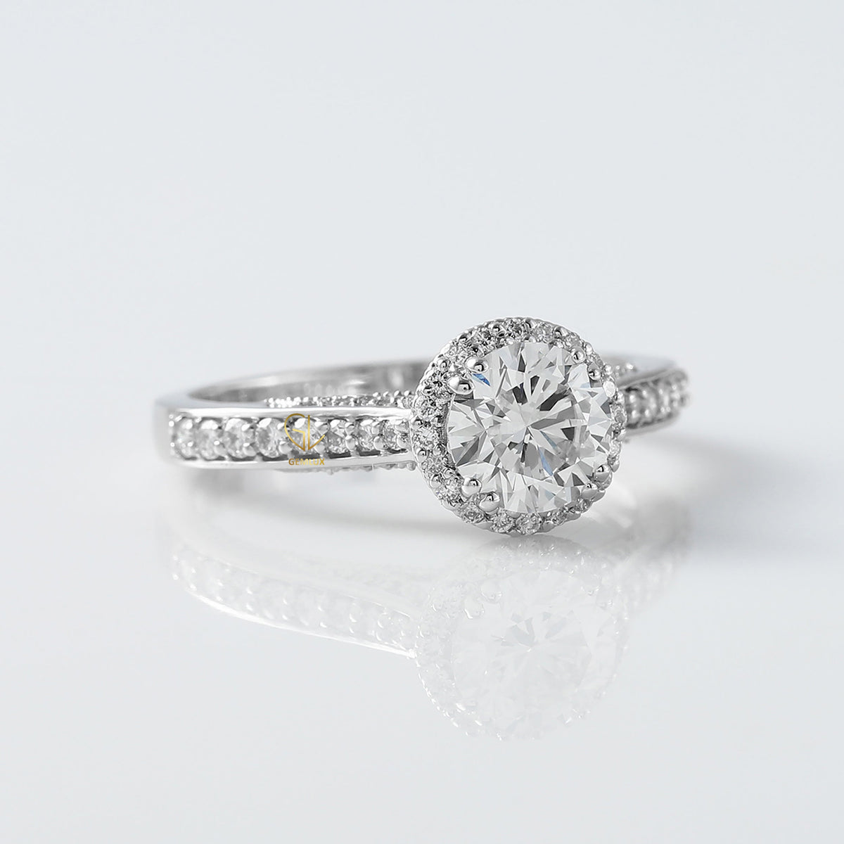 Art Deco Round Diamond Filigree Halo Engagement Ring