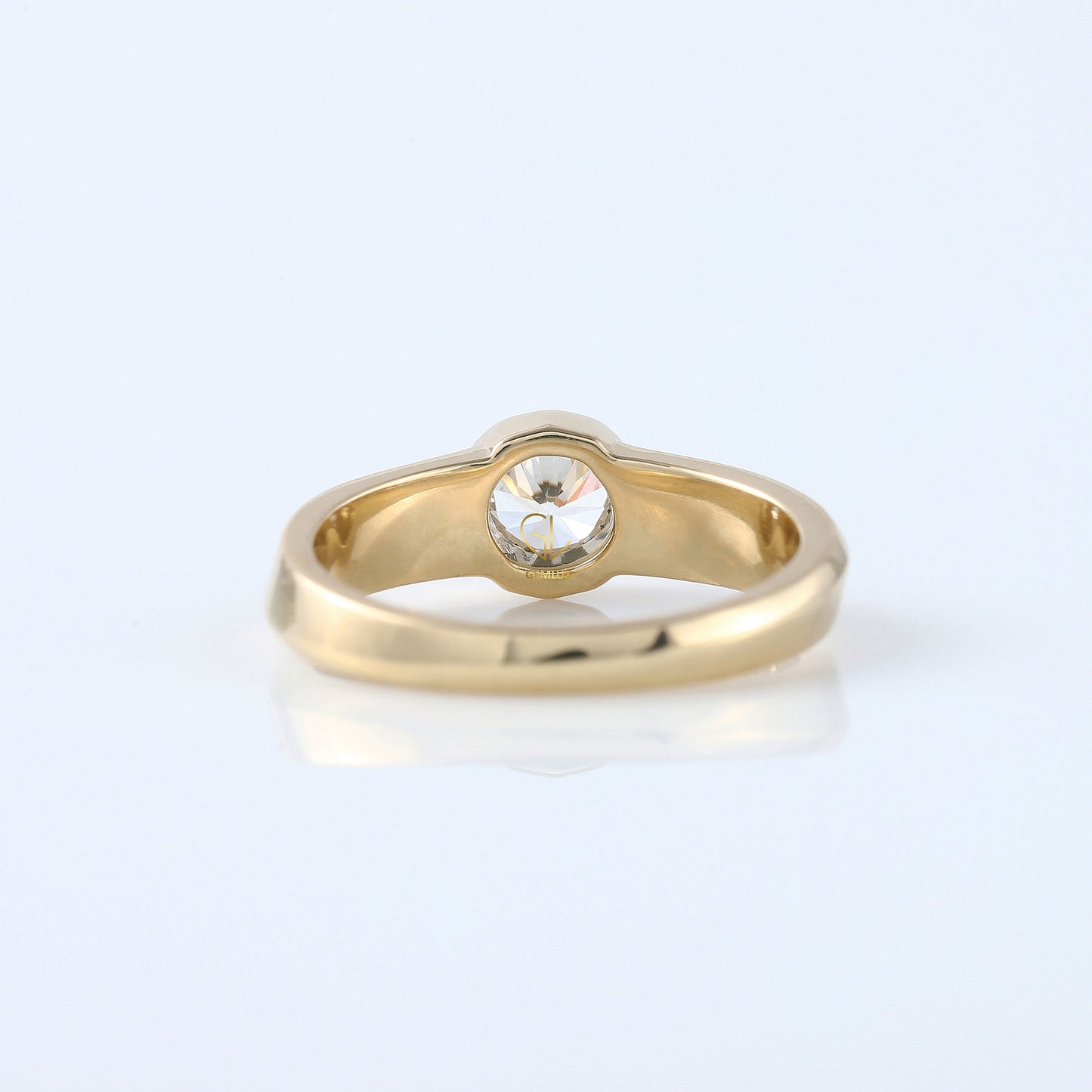 Round Cut Lab Grown Diamond Bezel Set Solitaire Ring