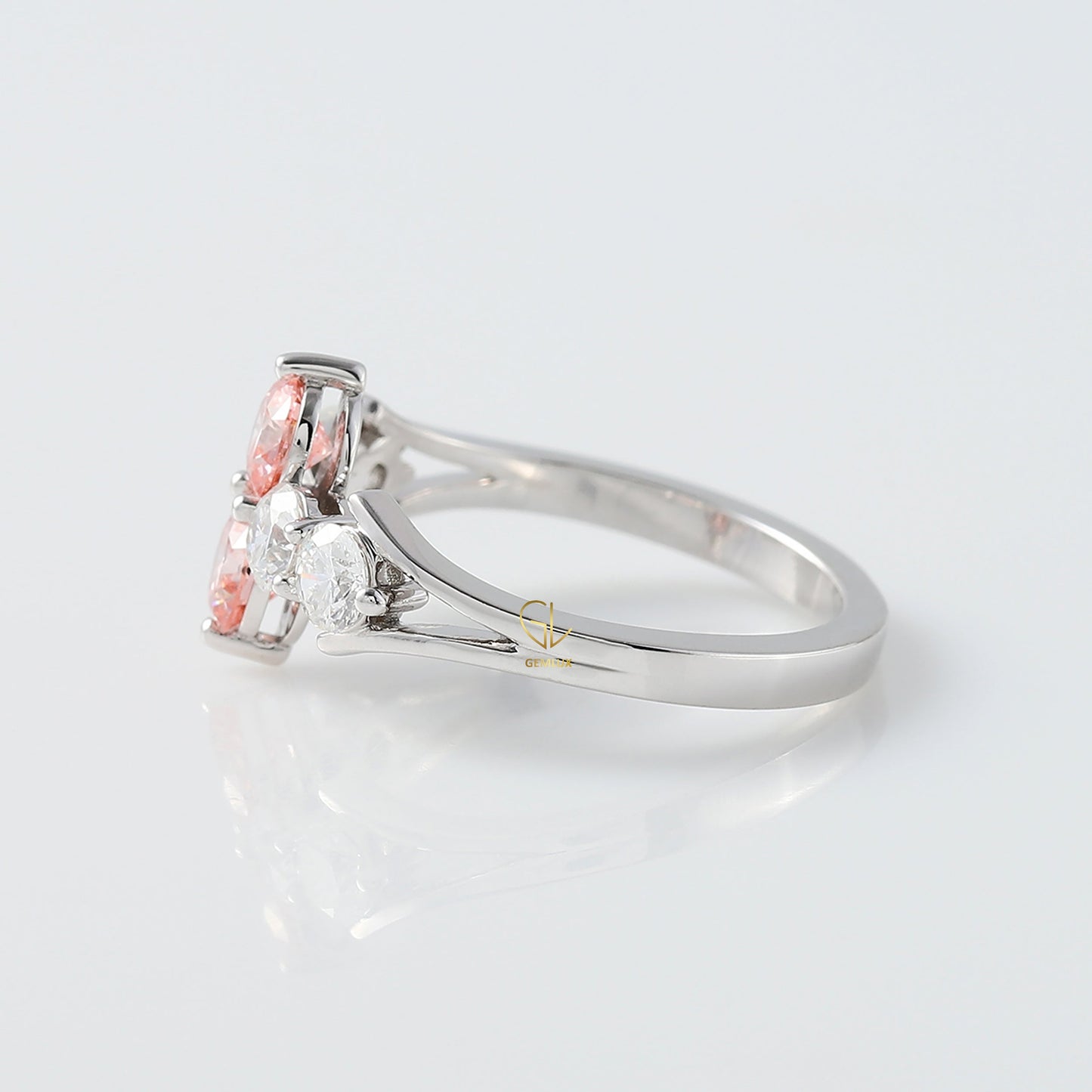 Pink Round Lab Grown Diamond 6 Stone Ring