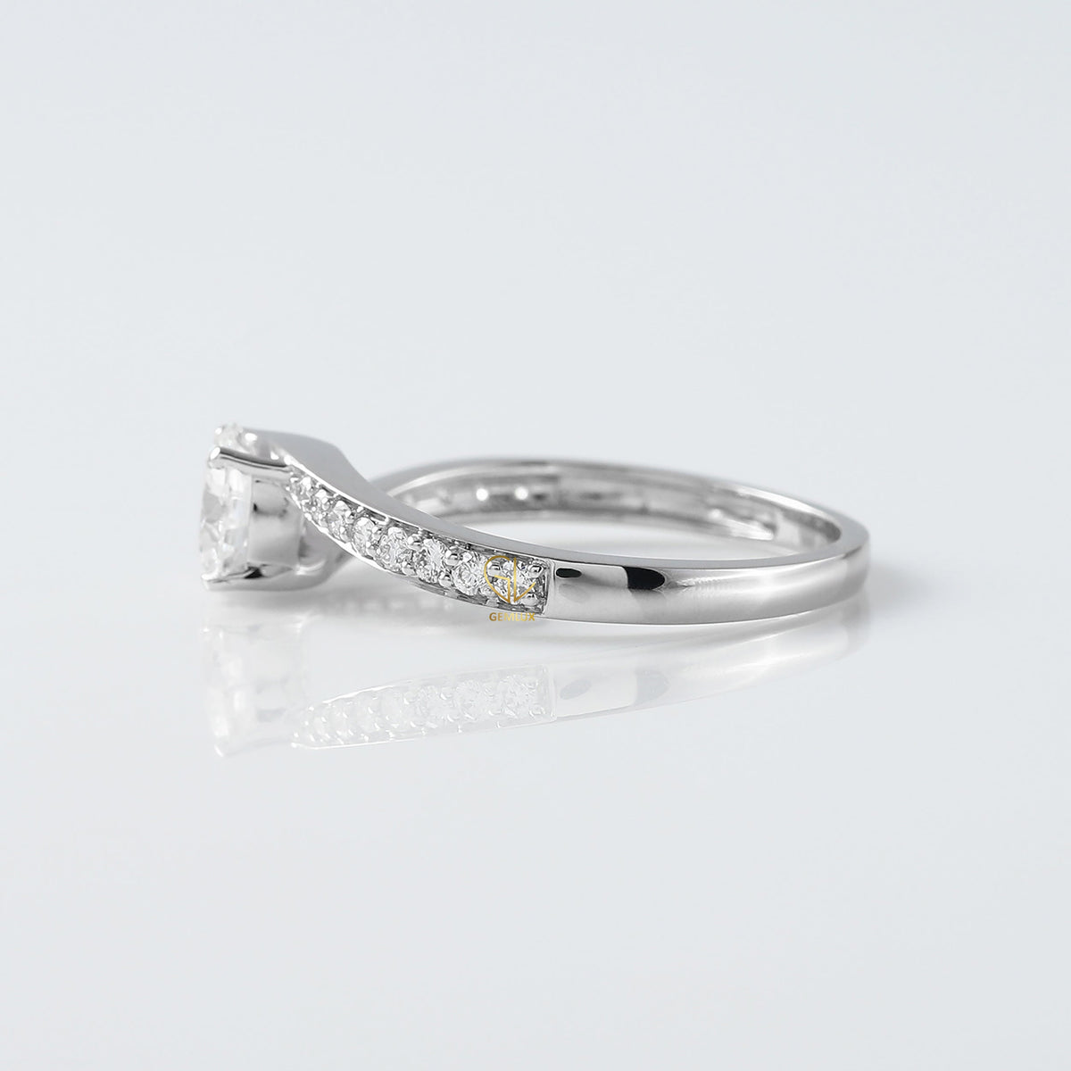 Round Cut Moissanite Bypass Engagement Ring