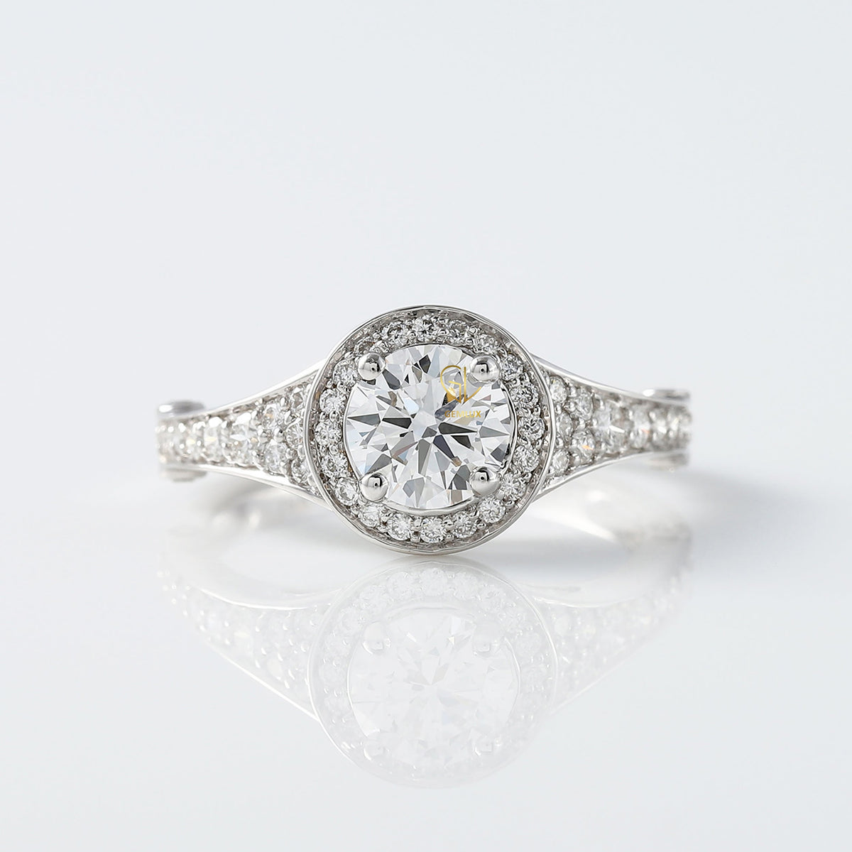 Round Moissanite Halo Engagement Ring