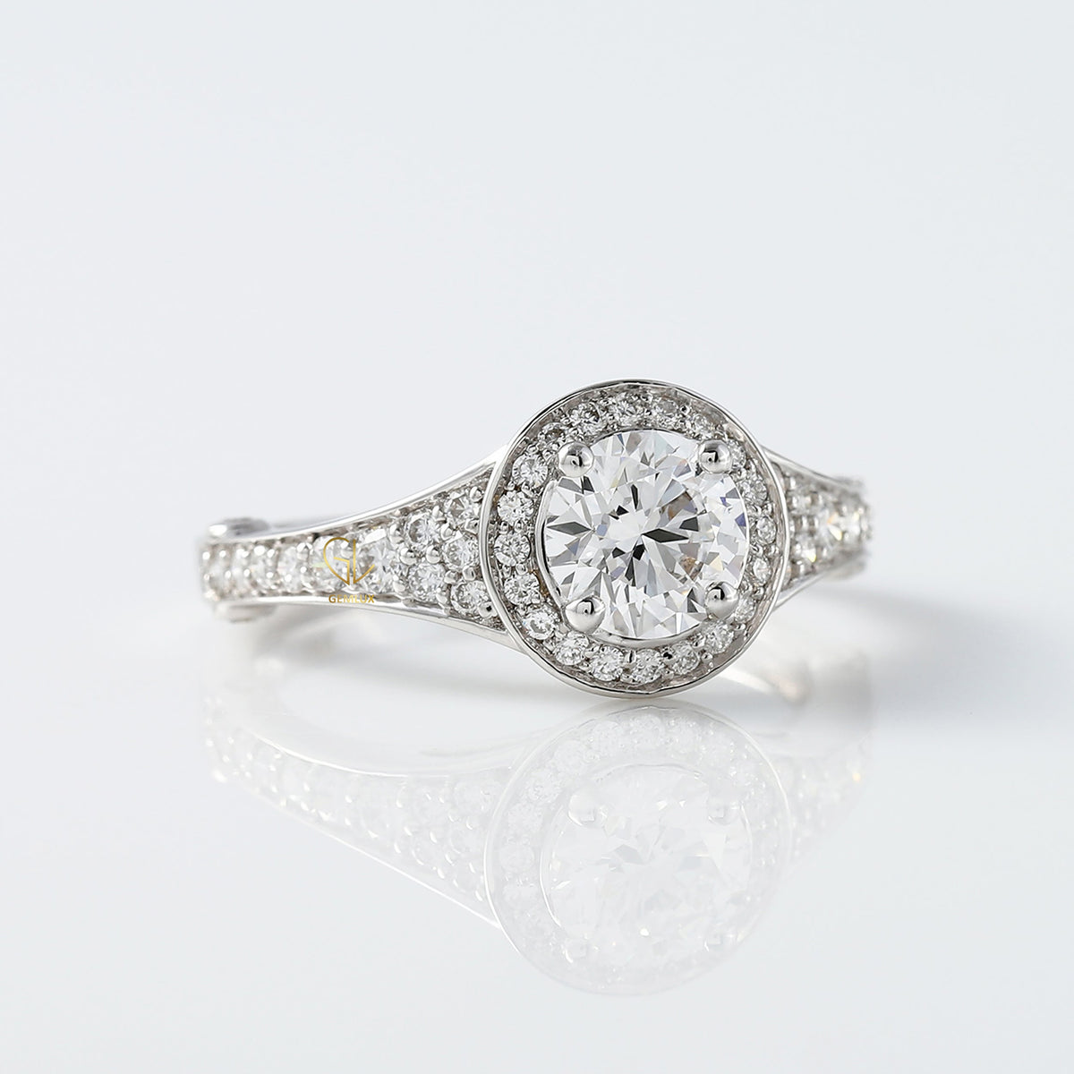 Round Moissanite Halo Engagement Ring