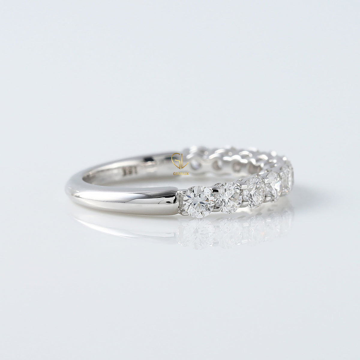 Round Cut Lab Grown Diamond Half Eternity Wedding Band