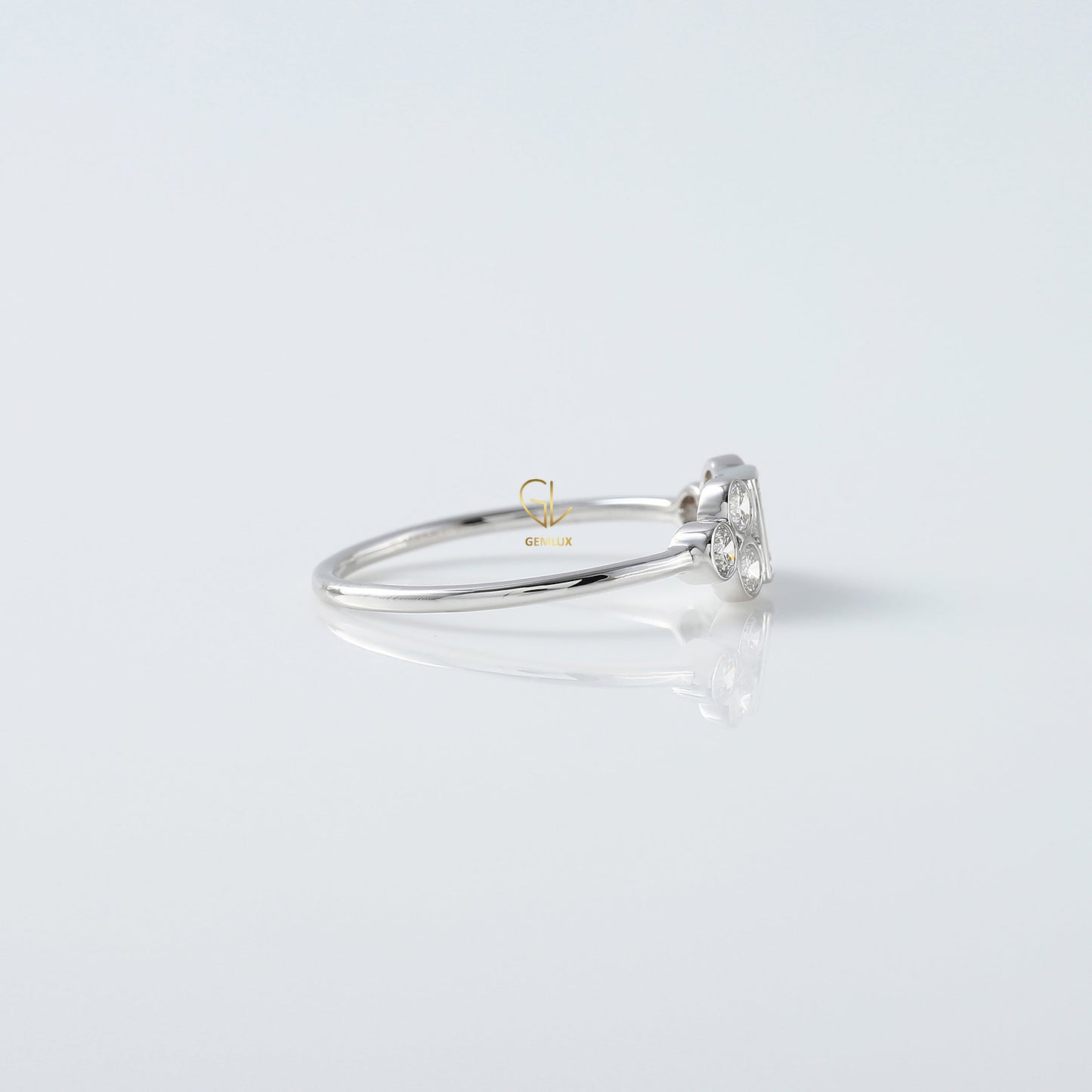Emerald Cut Bezel Set Cluster Diamond Ring