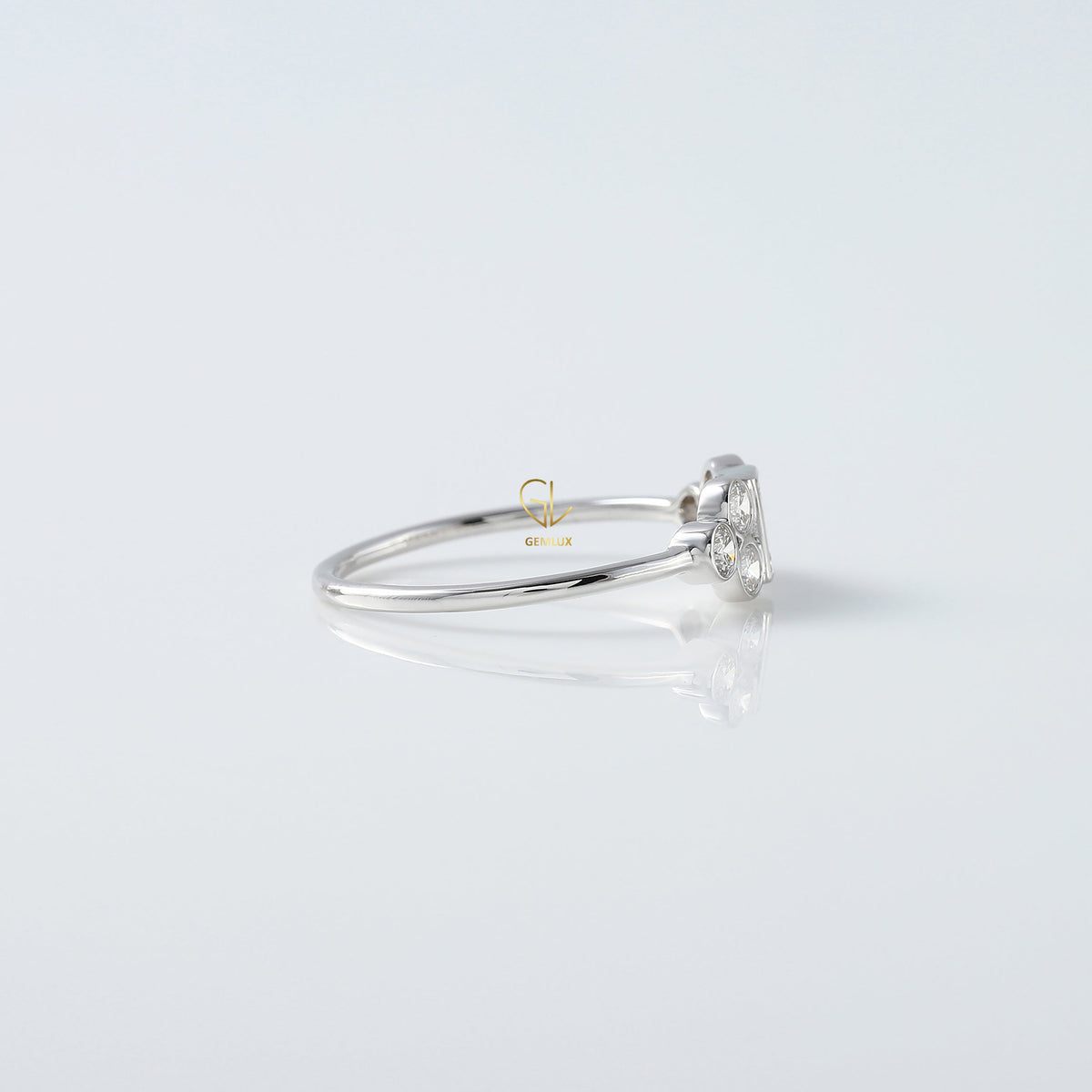 Emerald Cut Moissanite Seven Stone Ring - White Gold