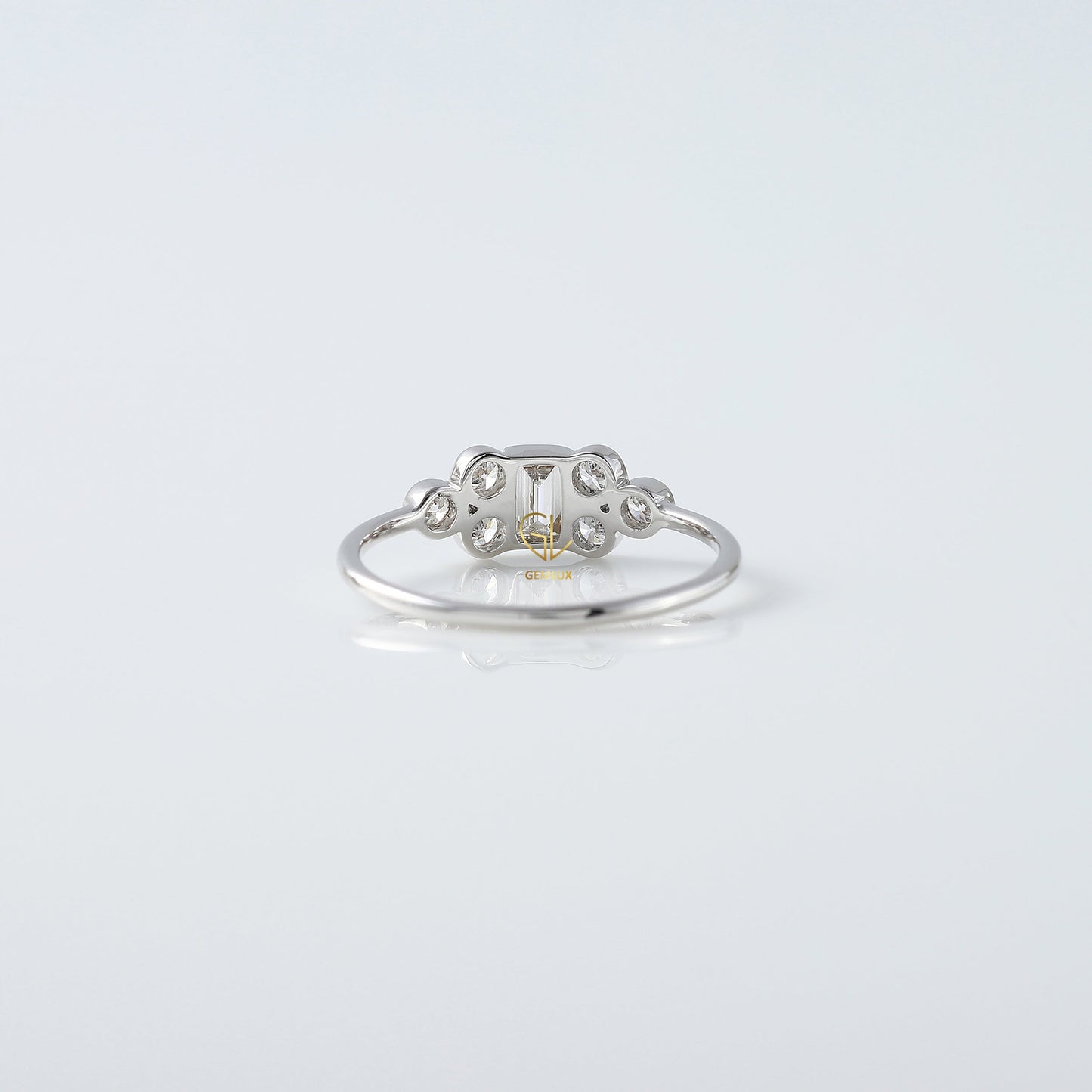 Emerald Cut Bezel Set Cluster Diamond Ring