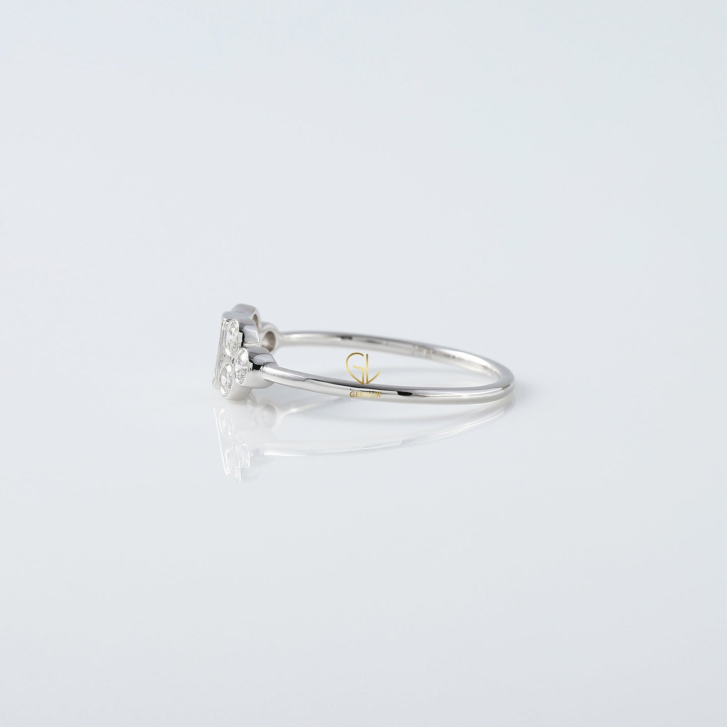 Emerald Cut Moissanite Seven Stone Ring - White Gold