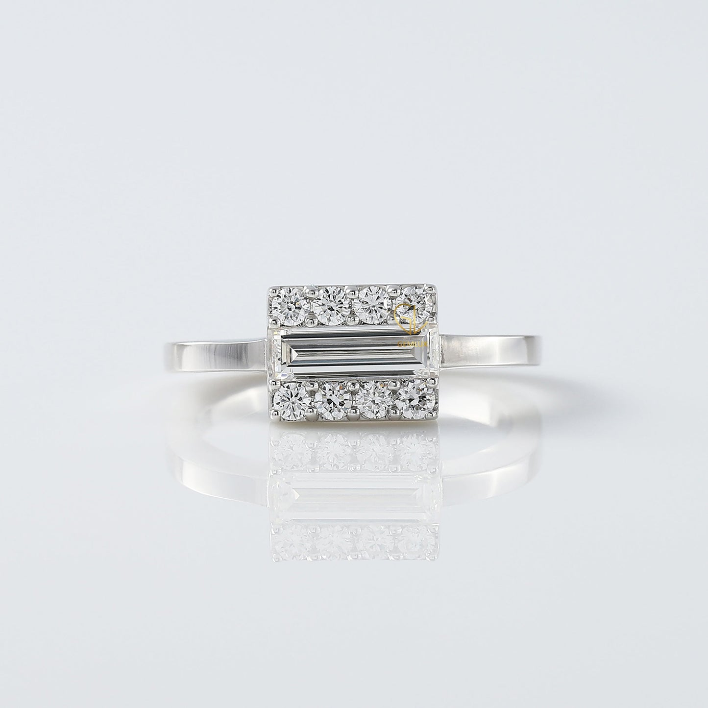 Baguette East West Diamond Frame Ring