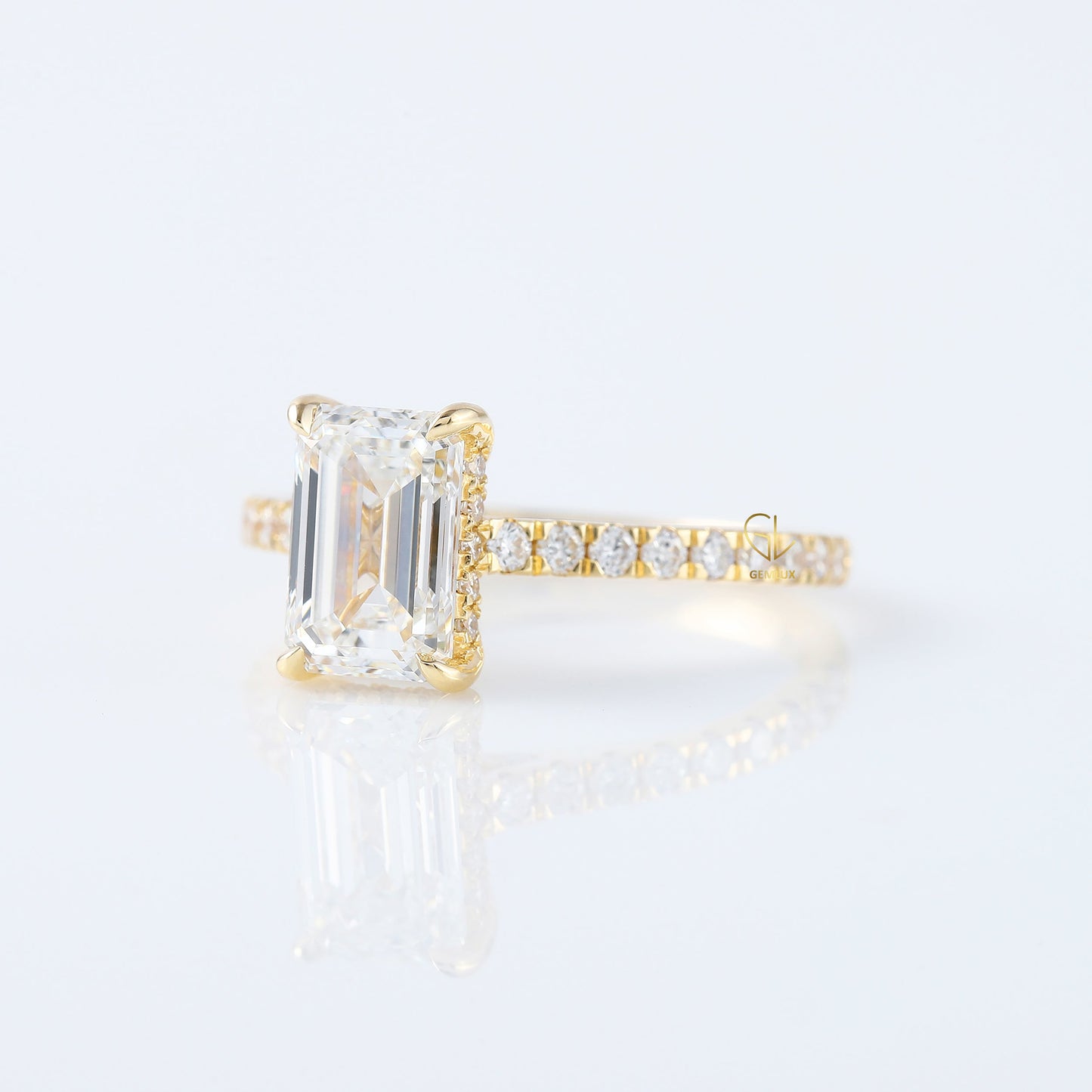 Emerald Cut Moissanite Solitaire With Accent Ring
