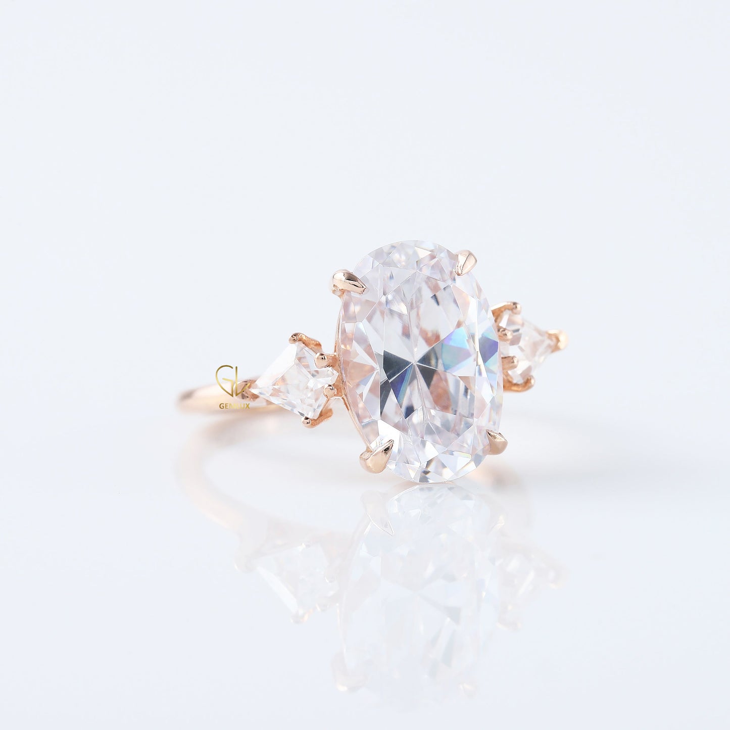 3 Ct Oval Cut Lab Grown Three Stone Engagement Ring