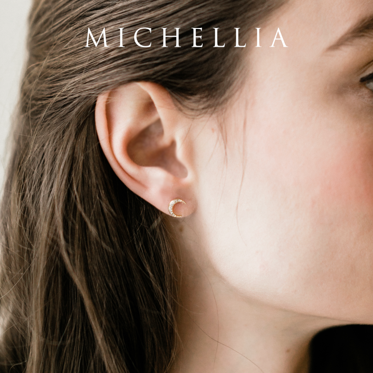 [Divina] Diamond Moon and Star Solid Gold Earrings