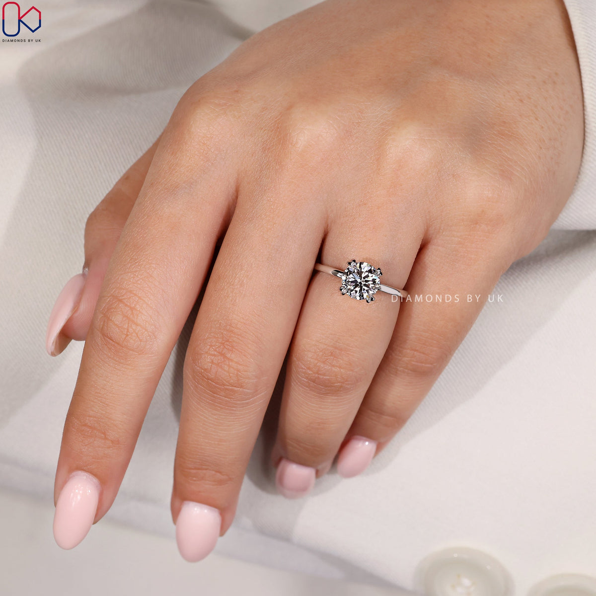 White Gold Round Solitaire Engagement Ring
