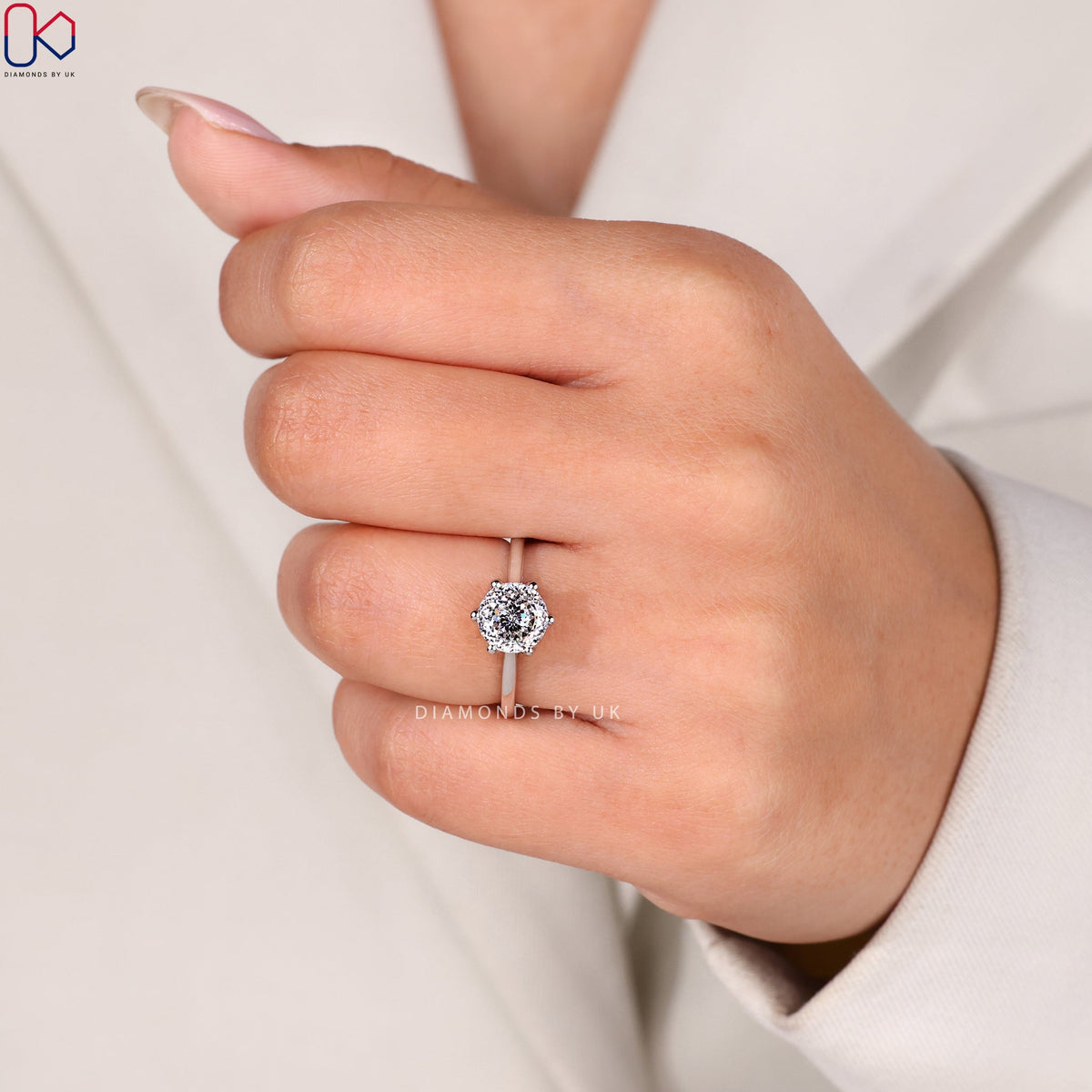 Portuguese Cut Diamond Ring In Solitaire Style